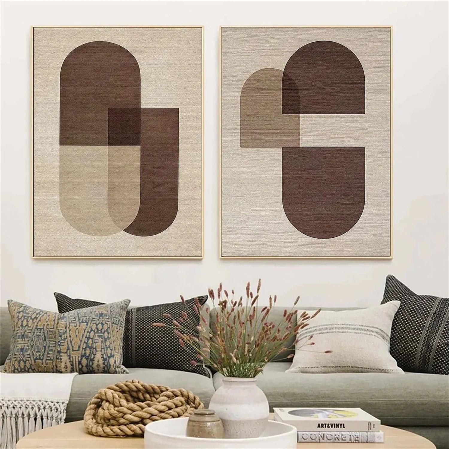 Beige & Brown Abstract Set of 2 #BB118