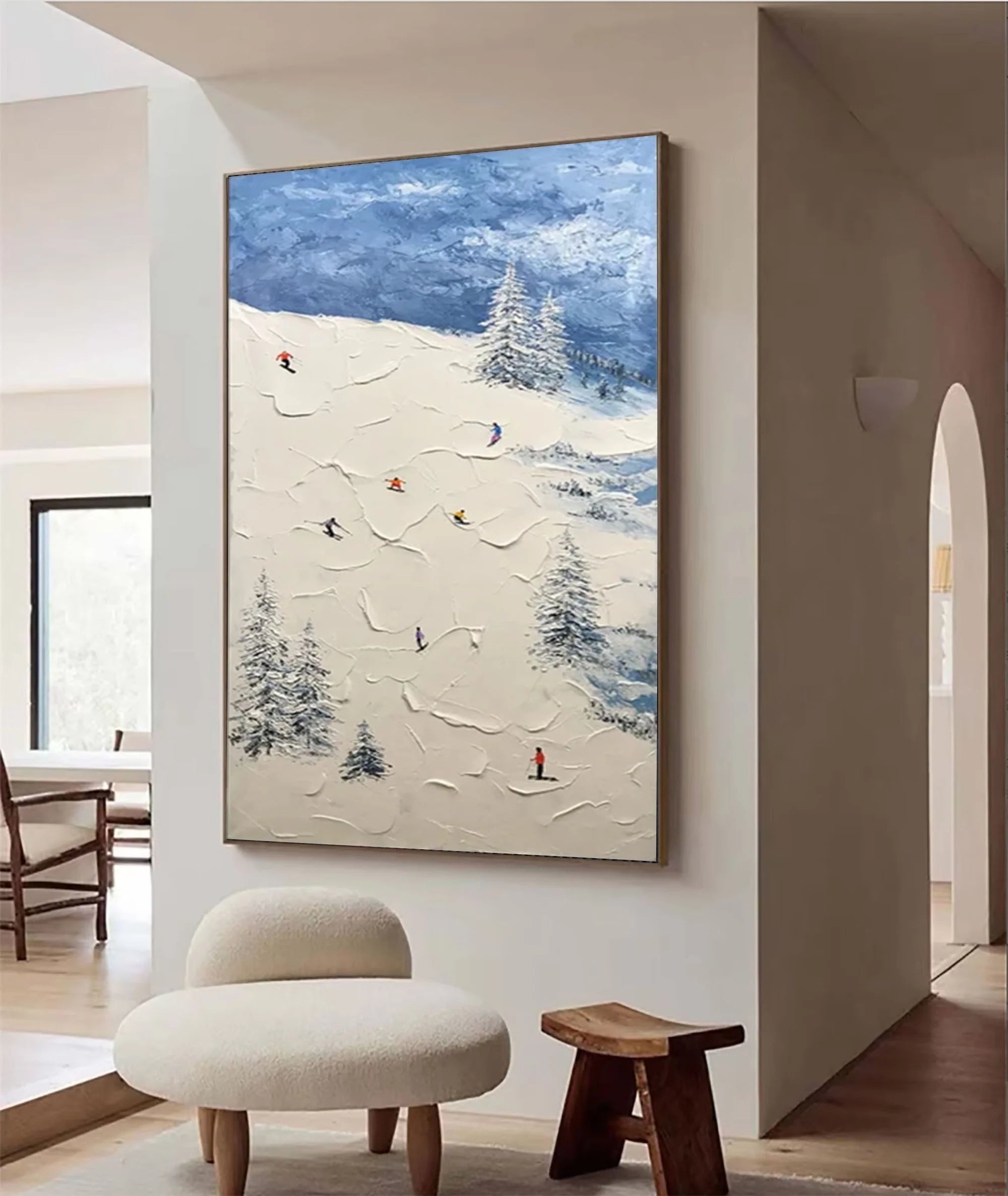 Skiing Sport Art Textured Painting Canvas #SP052