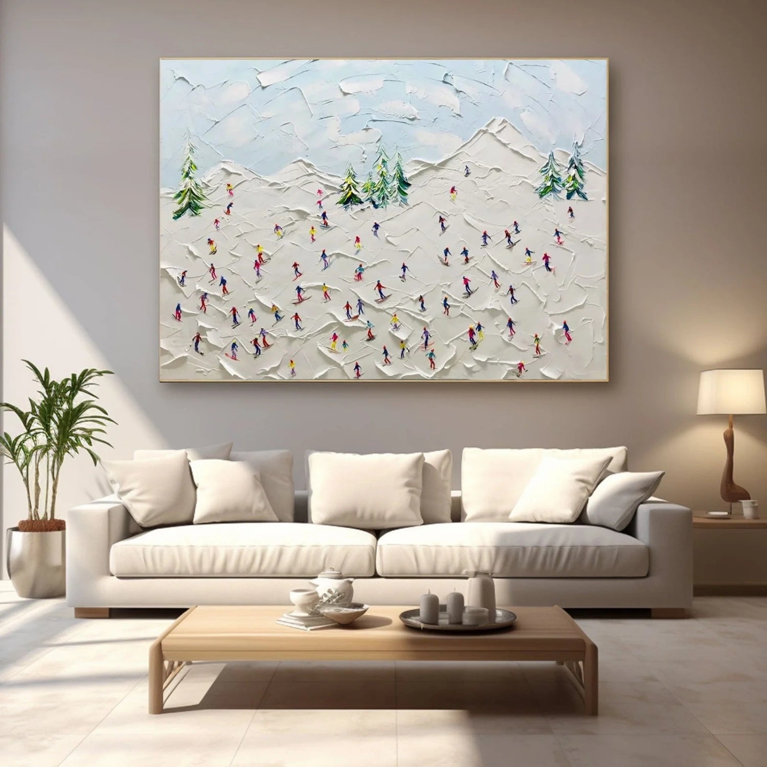 Skiing Sport Art Textured Painting Canvas # SP053