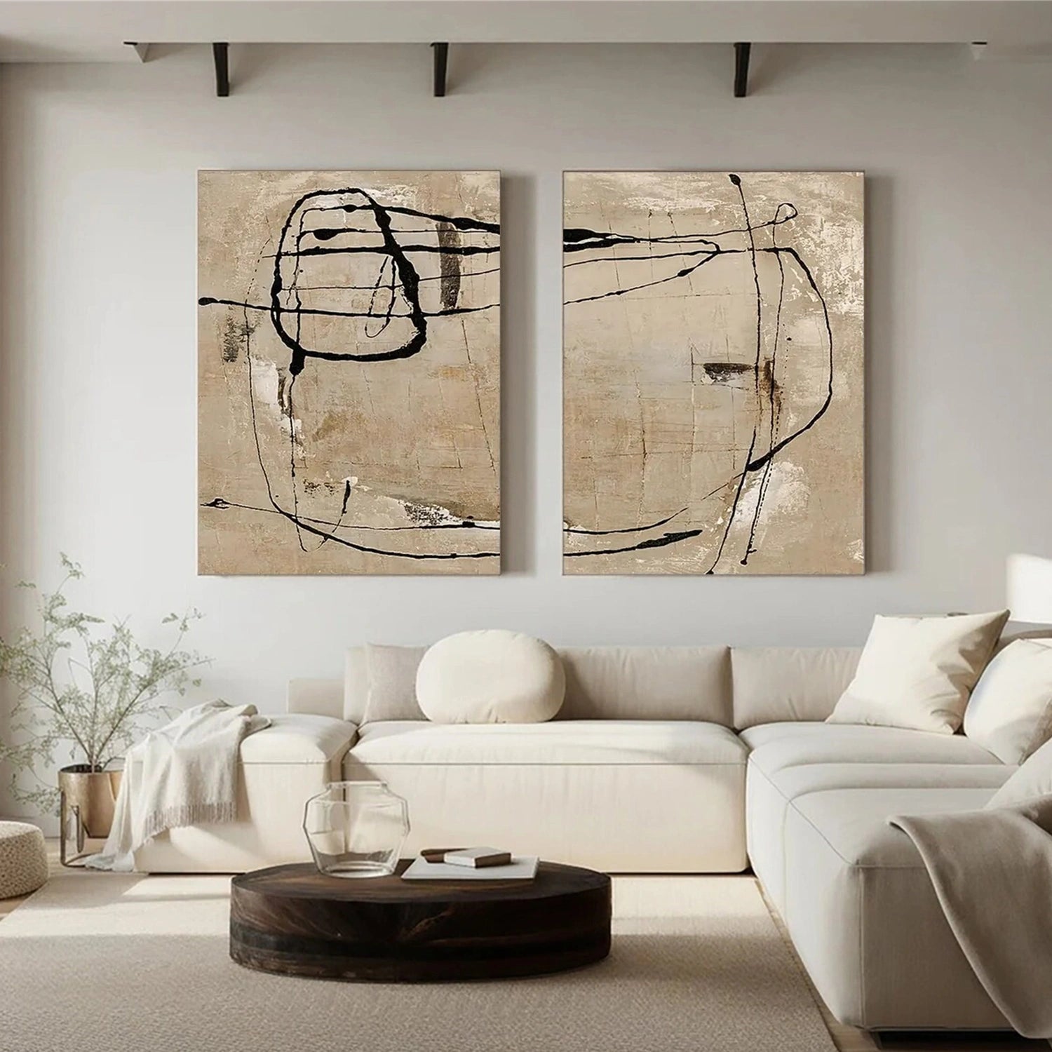 Brown & Black Wabi Sabi Wall Art Set of 2  #WS394