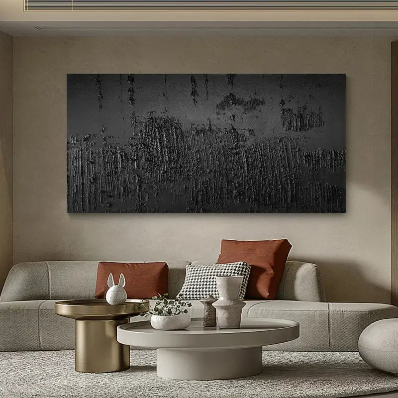 Black Minimalist Textured Painting #MZ018