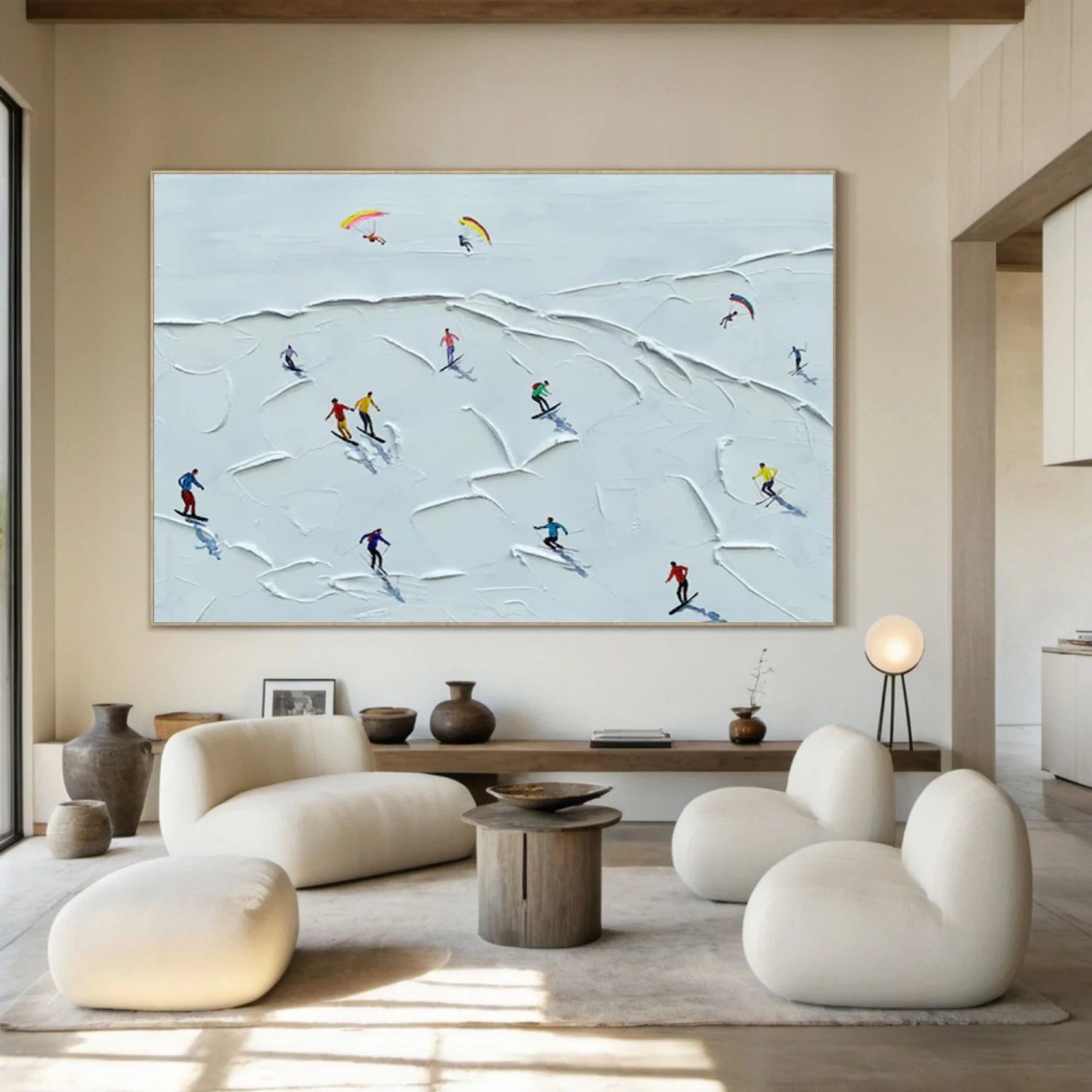 Skiing Sport Art Textured Painting Canvas # SP050