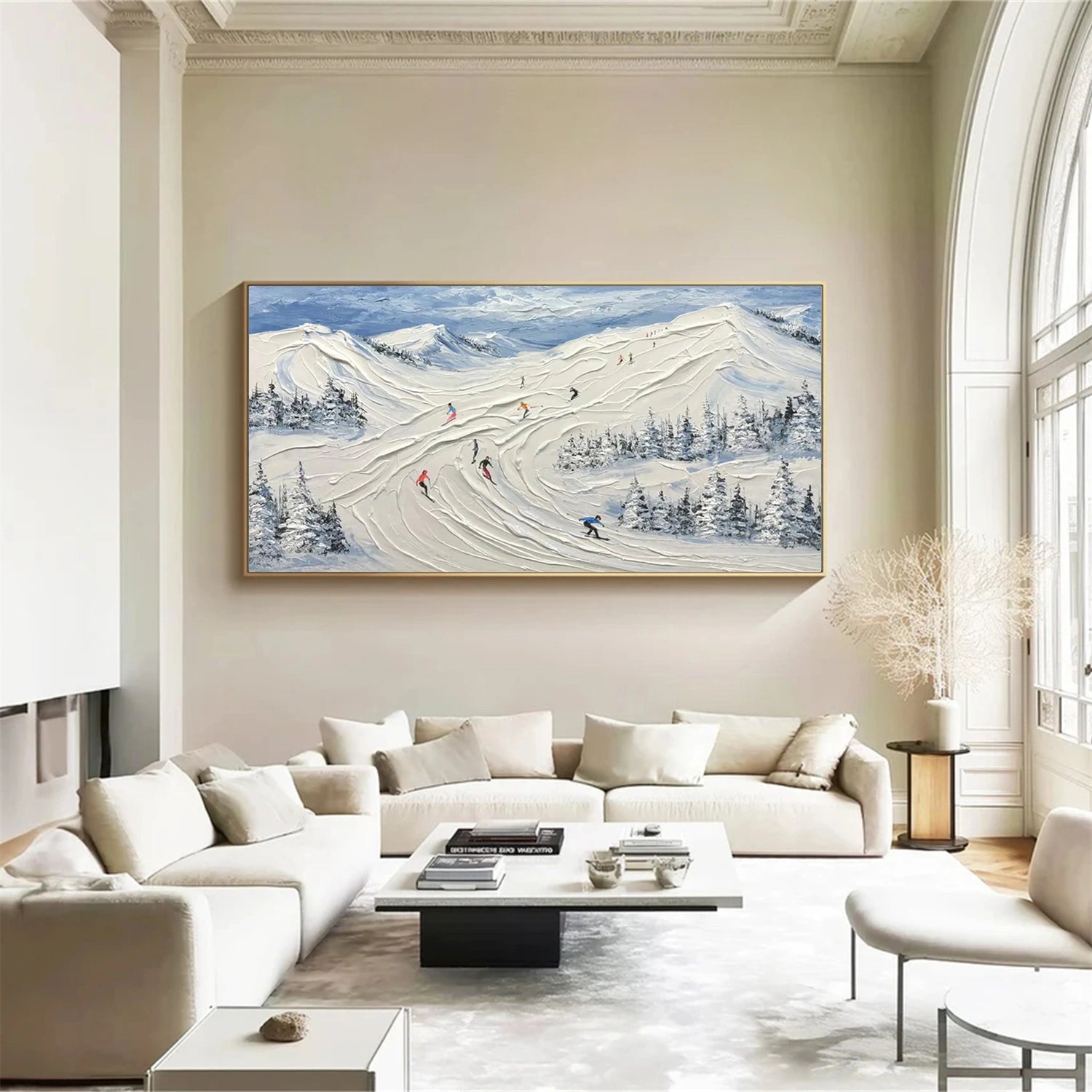 Skiing Sport Art Textured Painting Canvas # SP039