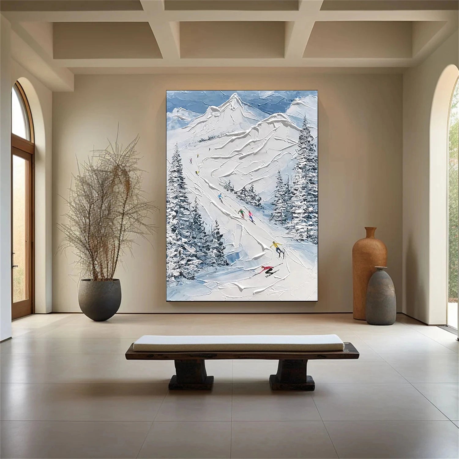 Skiing Sport Art Textured Painting Canvas #SP033