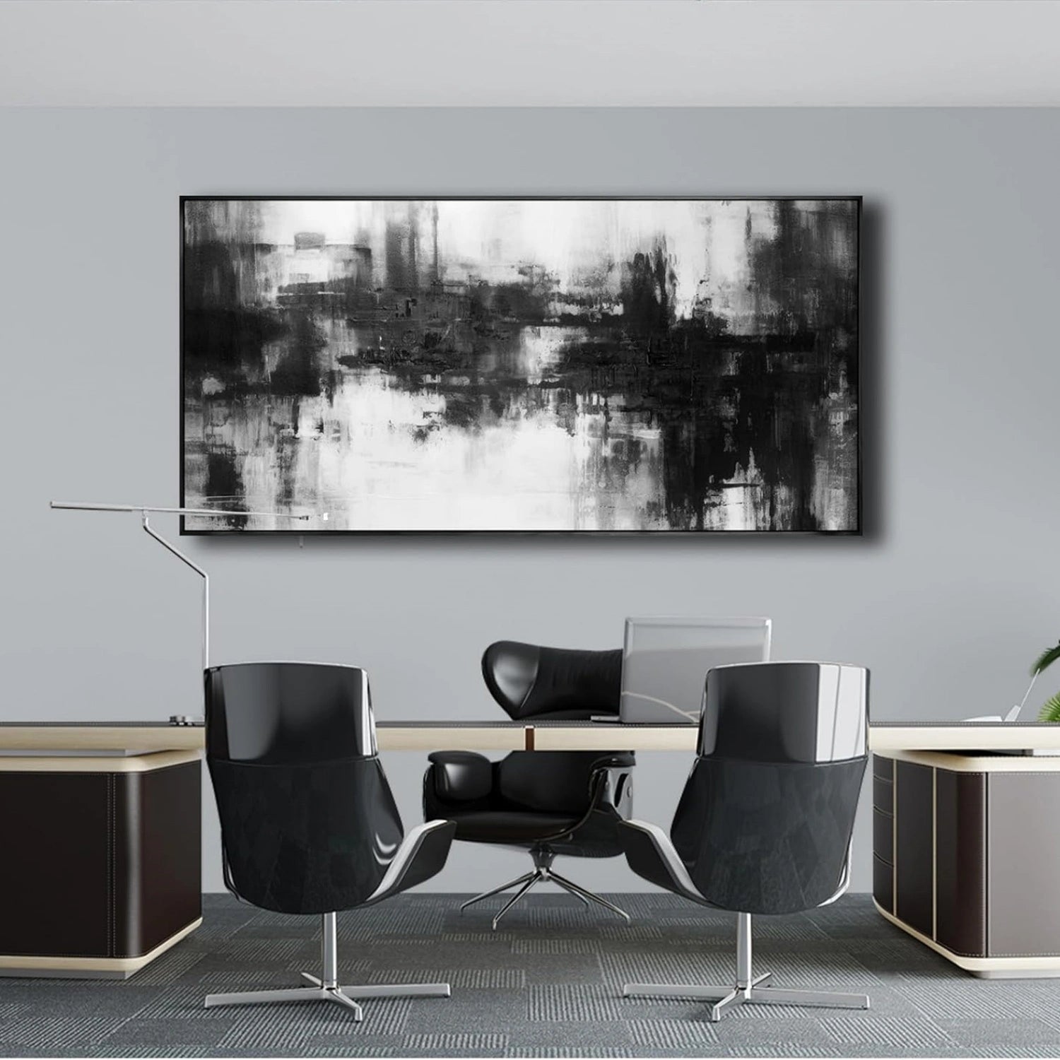 Black White Abstract Textured Wall Art #MZ140