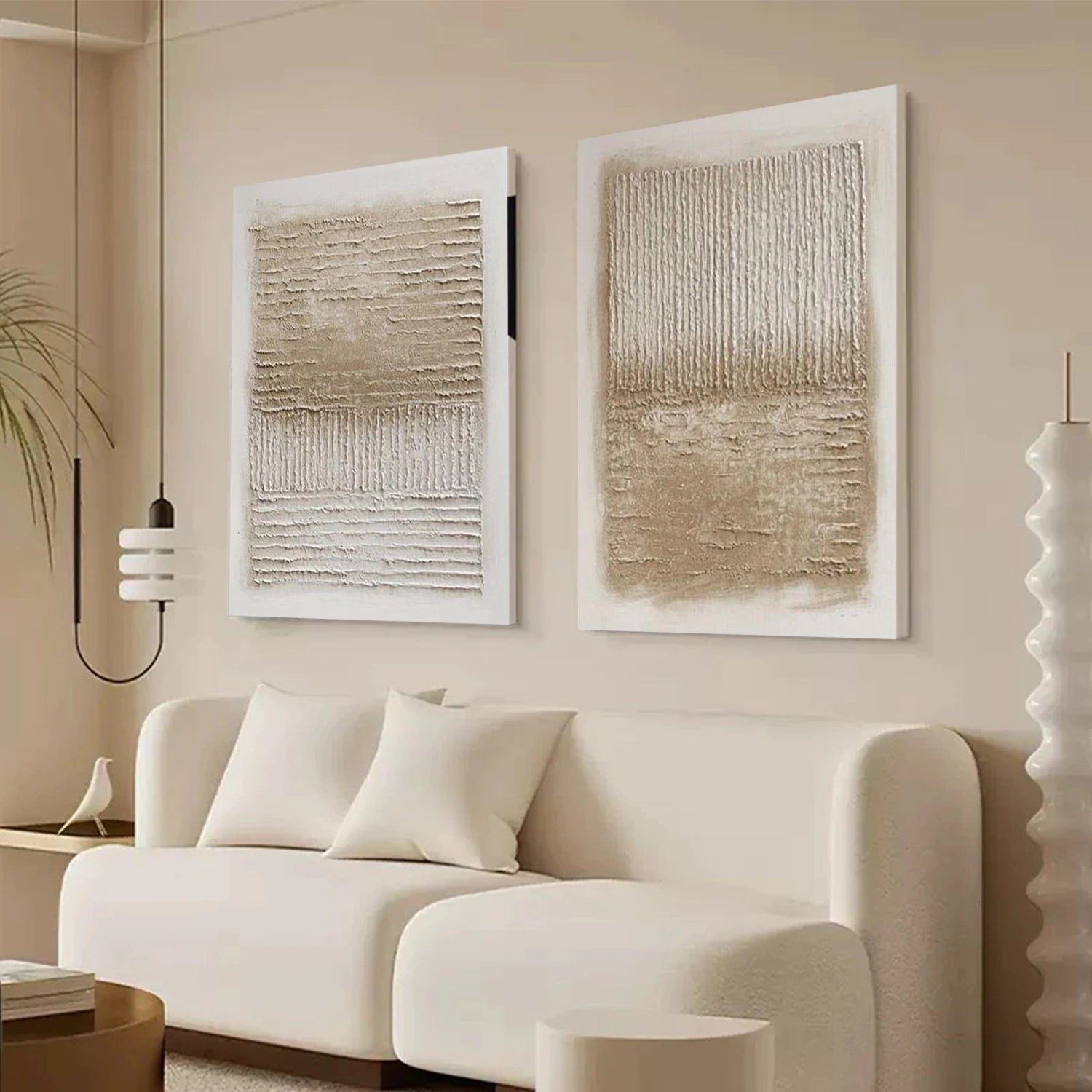 Beige & Brown Abstract Texture Set of 2 #BB191