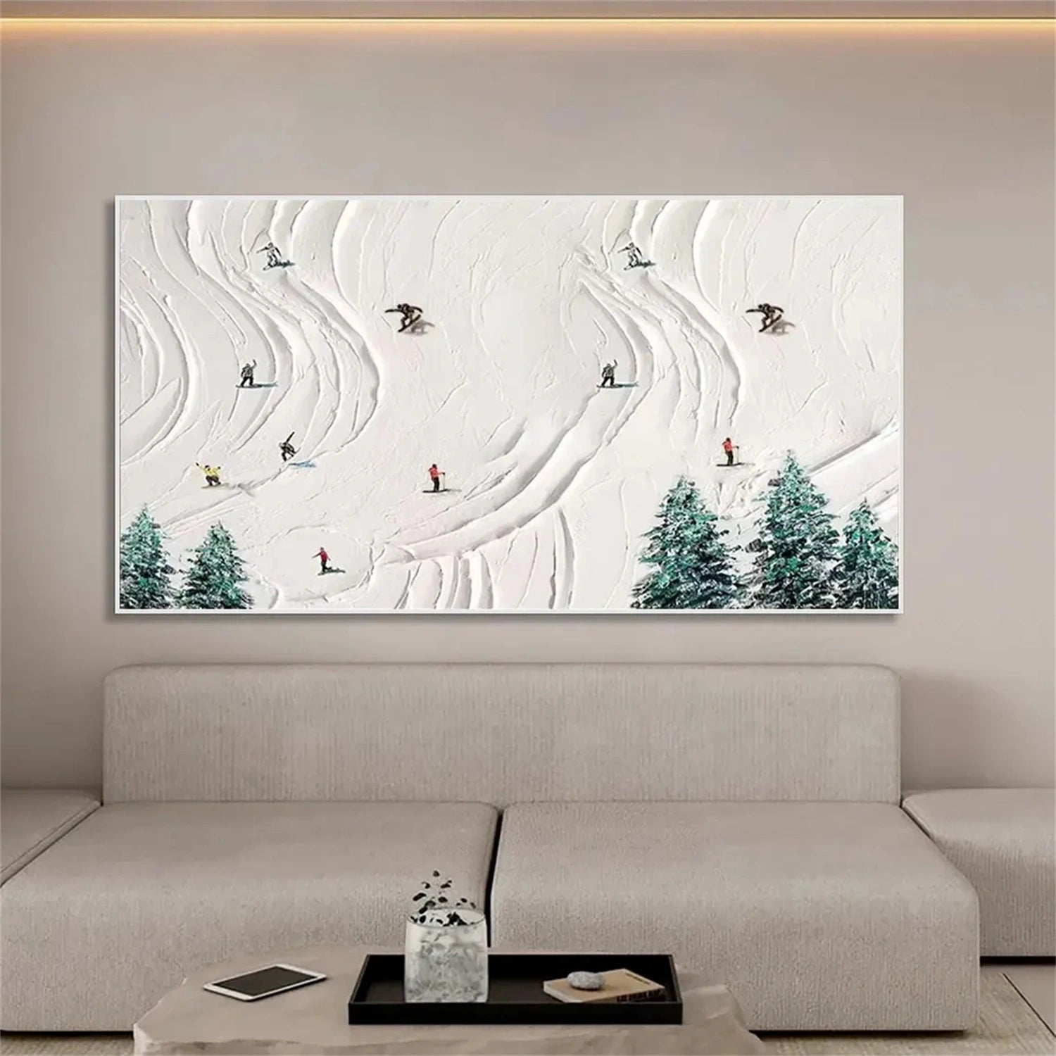 Skiing Sport Art Textured Painting Canvas # SP037