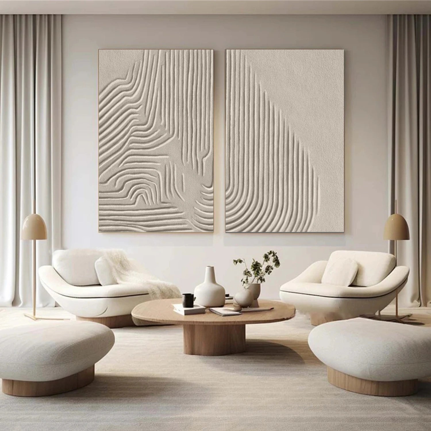 Beige & Brown Abstract Set of 2 #BB147