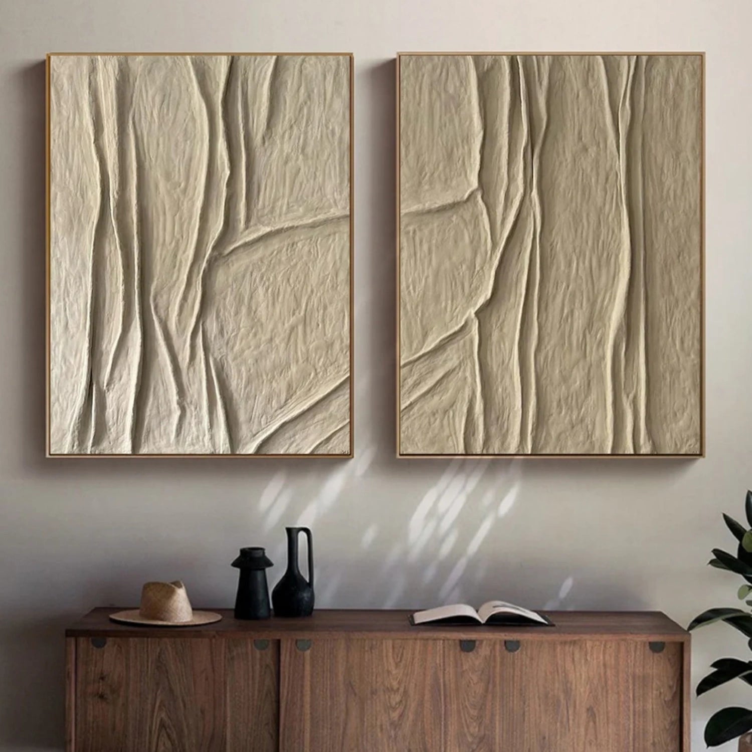 Beige & Brown Abstract Set of 2 #BB134