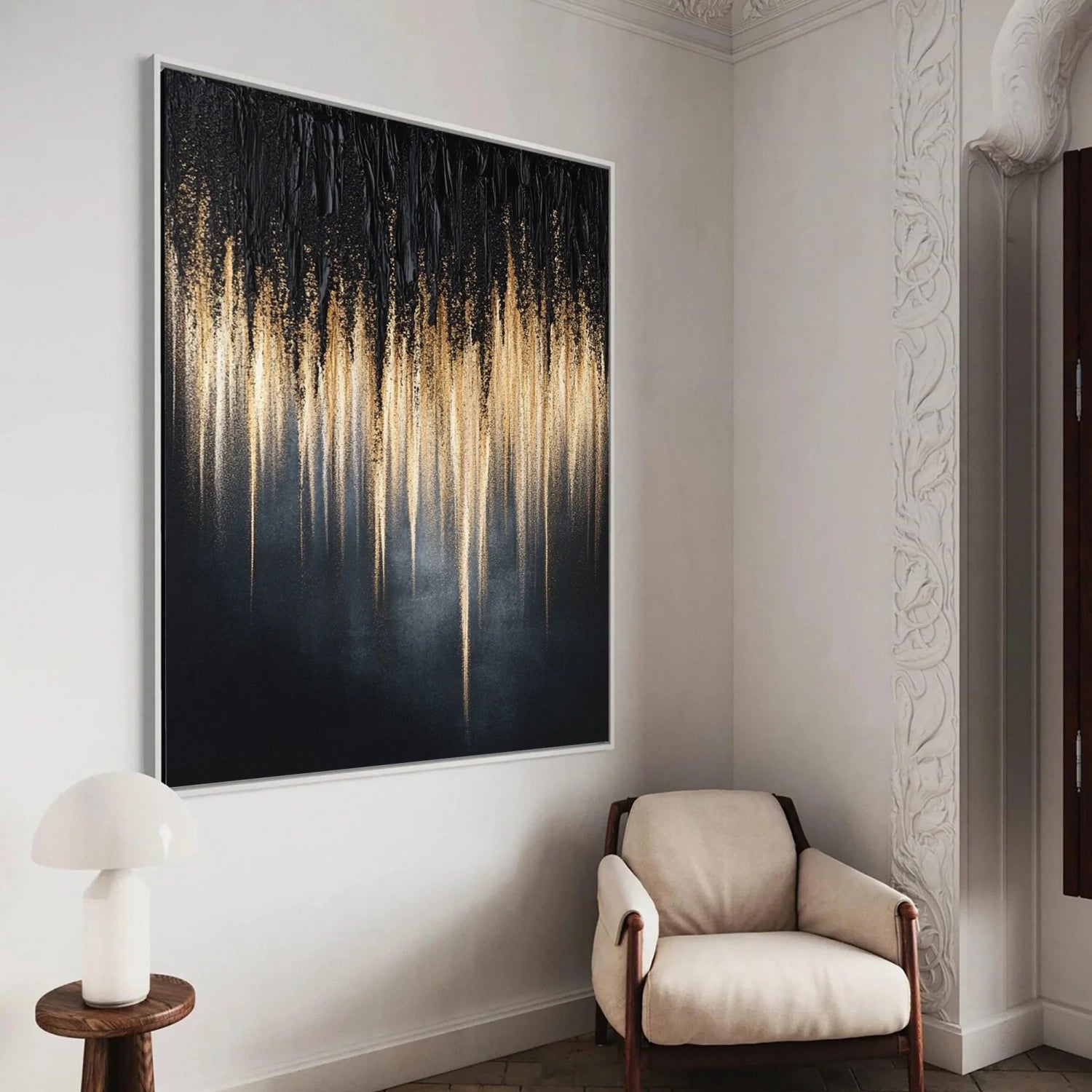 Black Gold Minimalist Textured Painting #MZ139