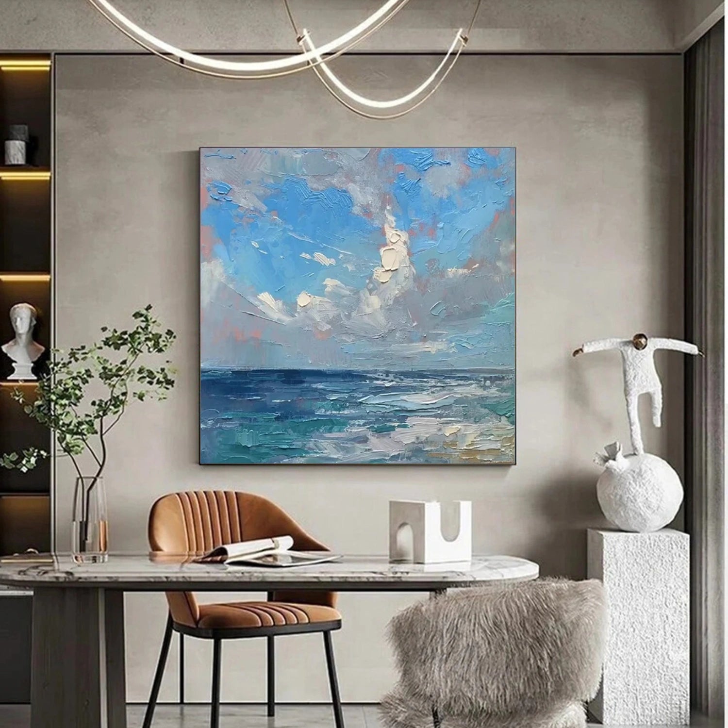 Ocean And Sky Abstract Canvas Art #OS 268
