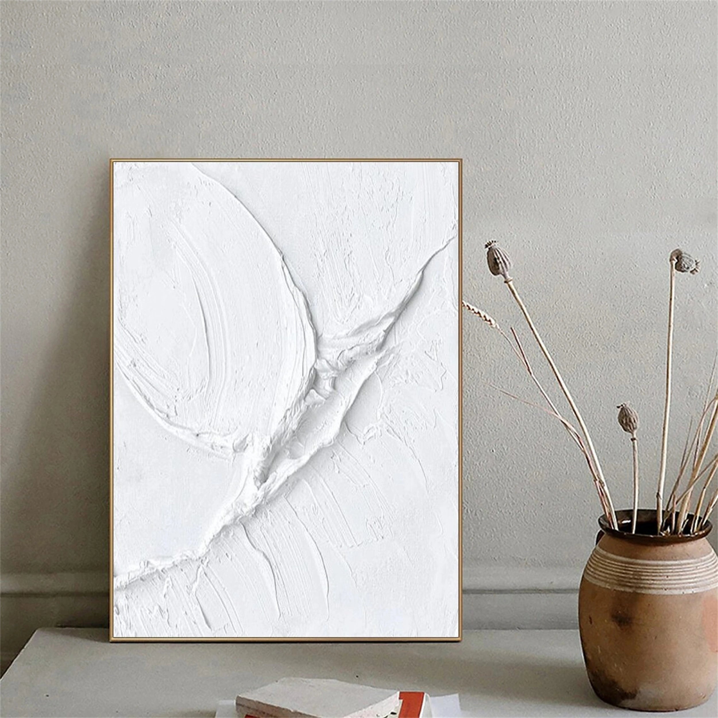 White Minimalist Textured Painting Canvas #MM161