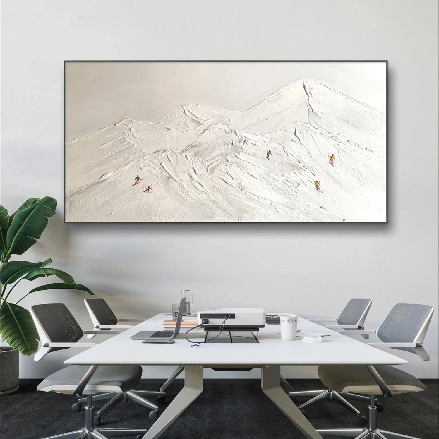 Skiing Sport Art Textured Painting Canvas # SP044