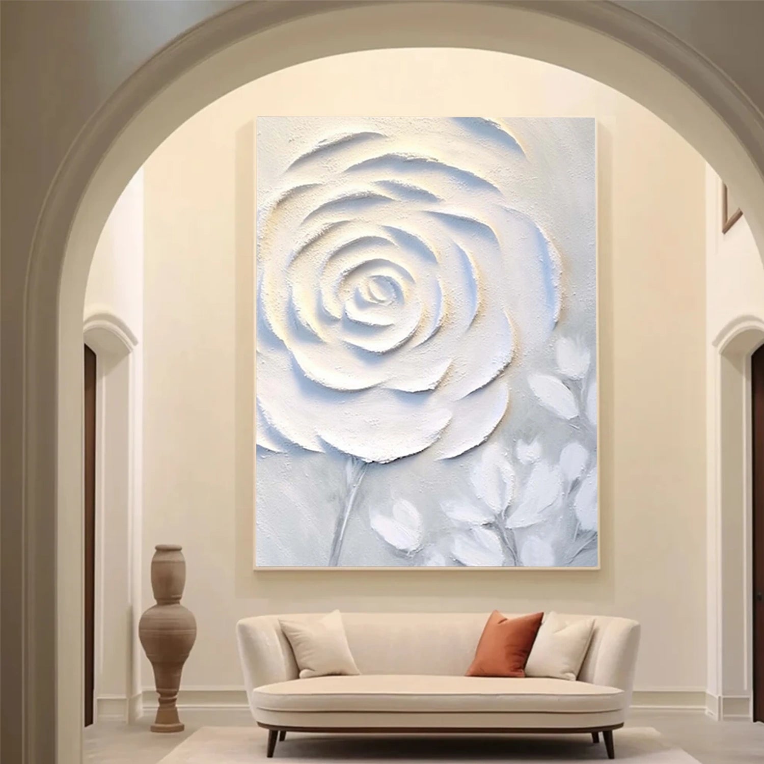 White Flower And Tree Abstract Texture  Canvas Art #FT 237