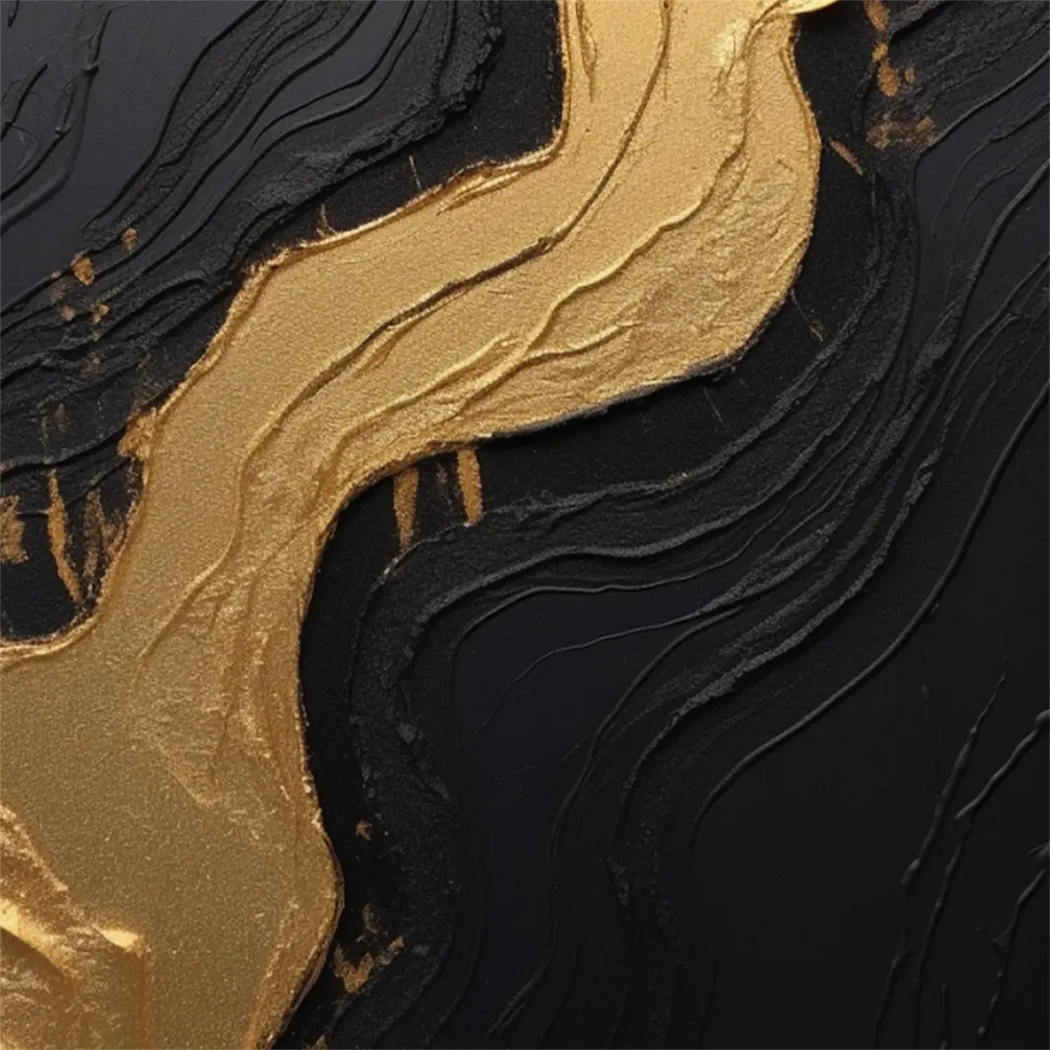 Black Gold Minimalist Textured Painting #MZ130