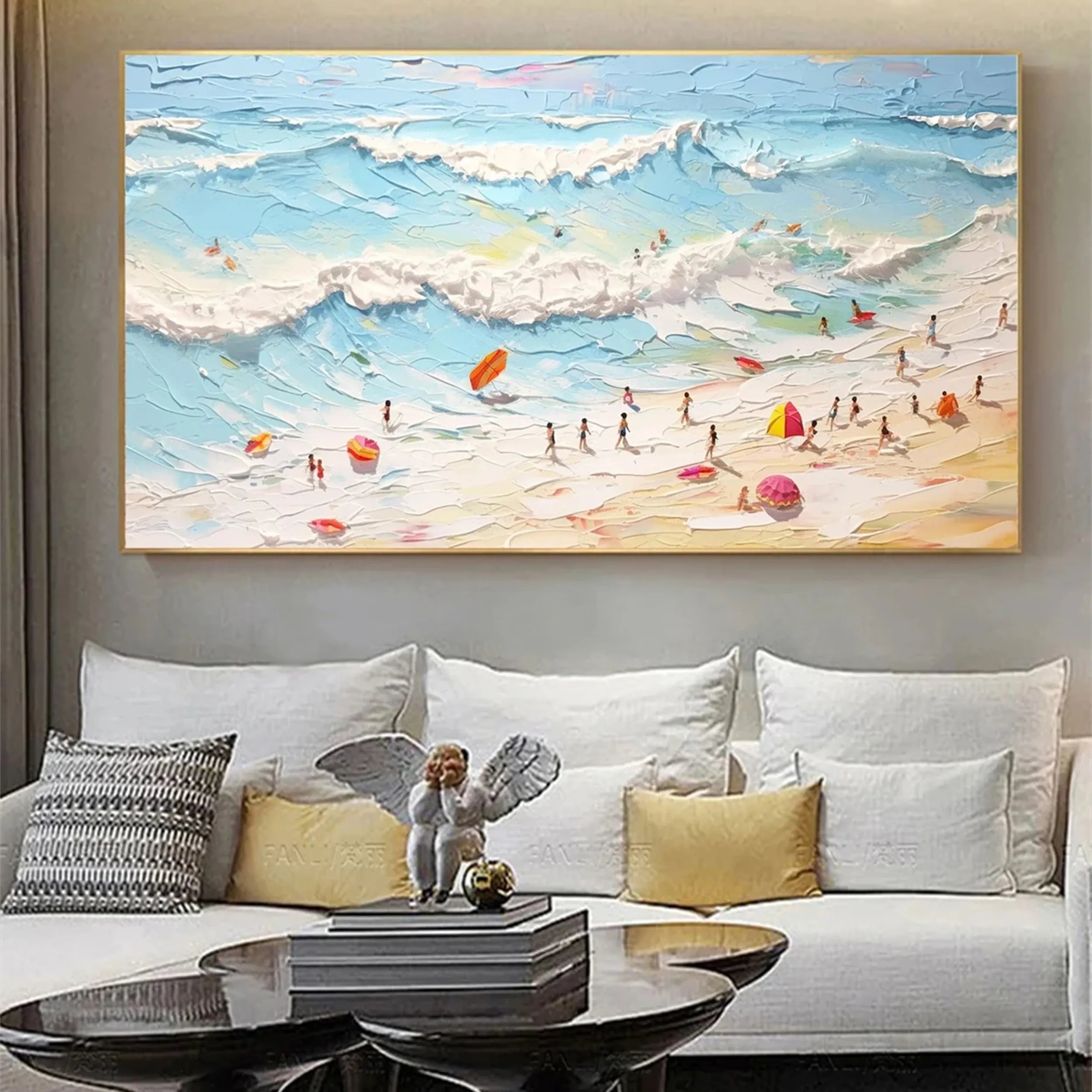 Seascape and Snowy Peak Painting #SP006