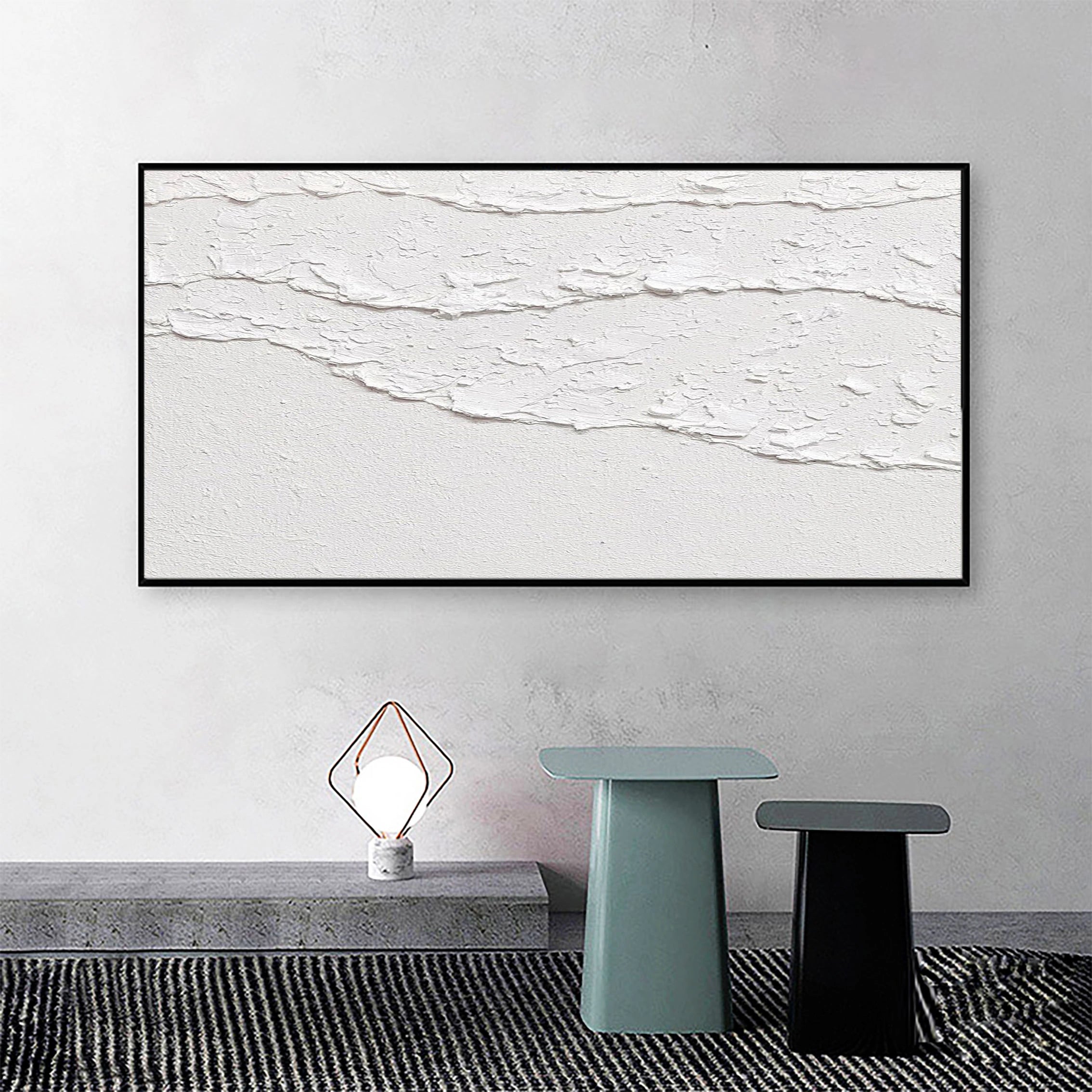 White Minimalist Textured Painting Canvas #MM019