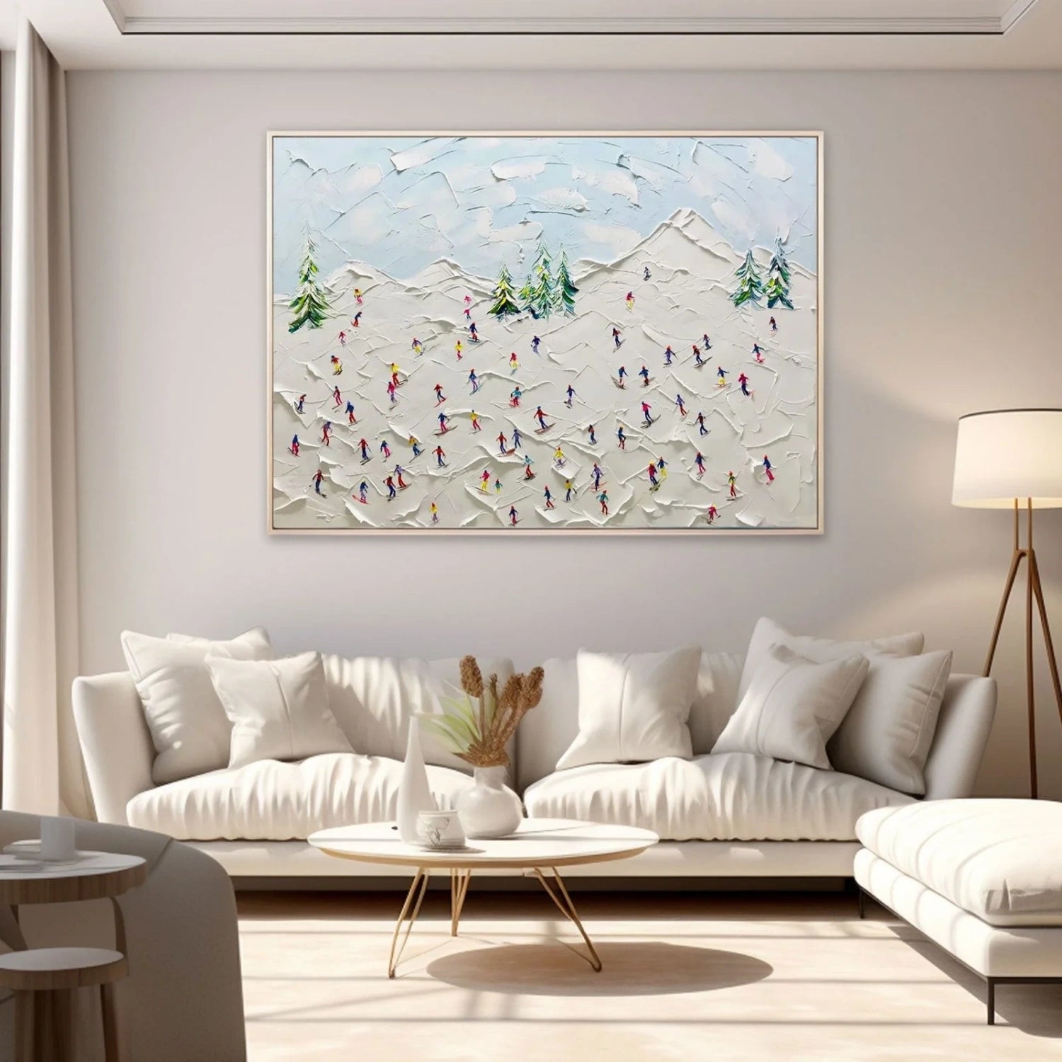 Skiing Sport Art Textured Painting Canvas # SP053