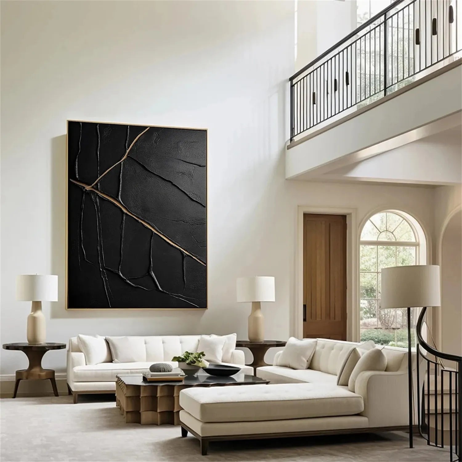 Black Gold Minimalist Textured Painting #MZ137