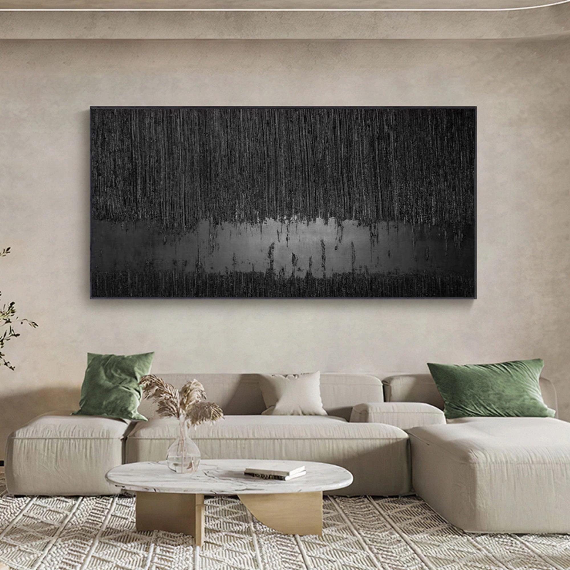 Black Minimalist Textured Painting #MZ024