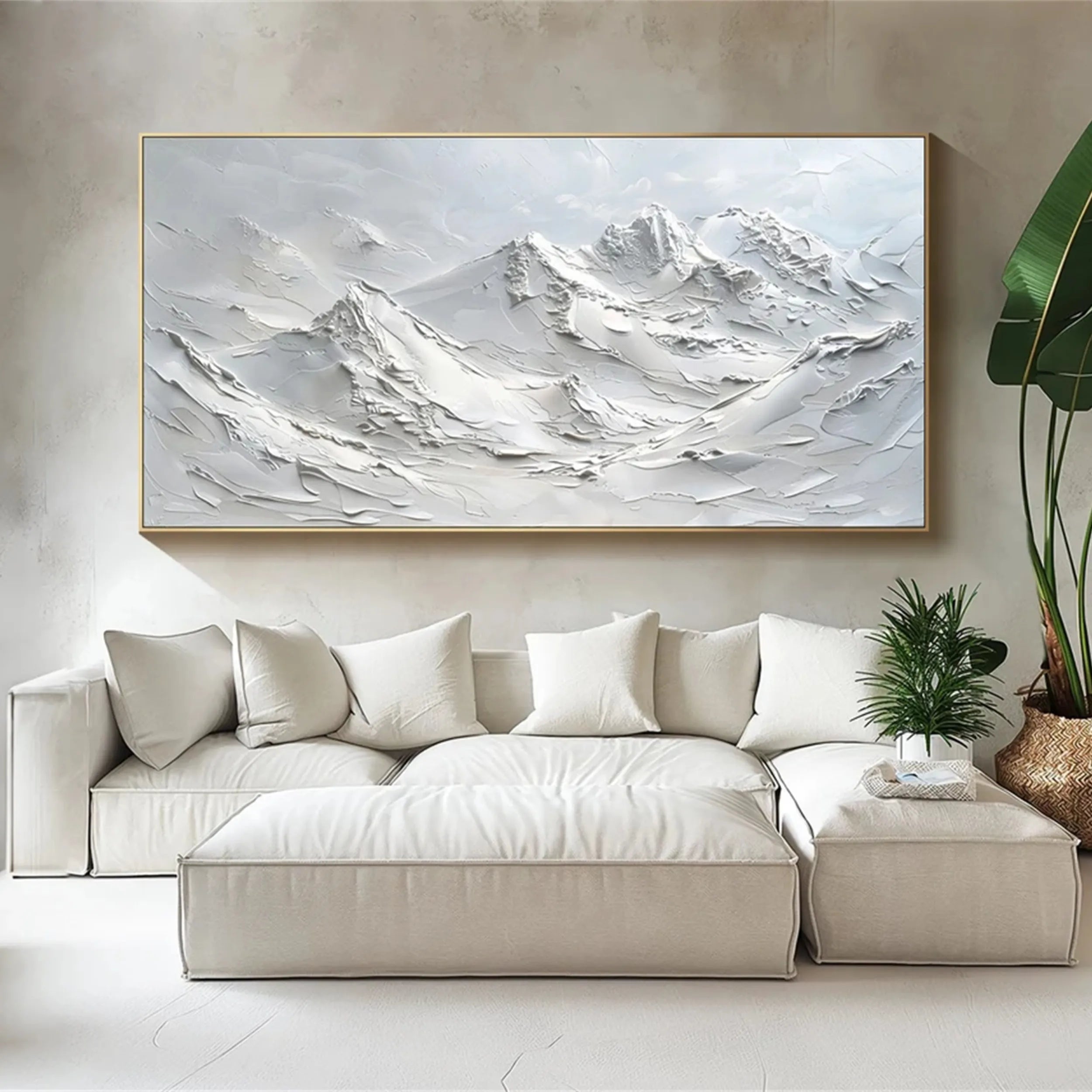 White Minimalist Textured Painting Canvas #MM240