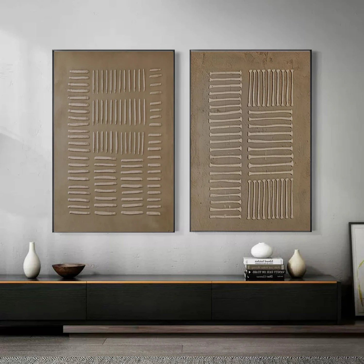 Beige & Brown Abstract Set of 2 #BB153