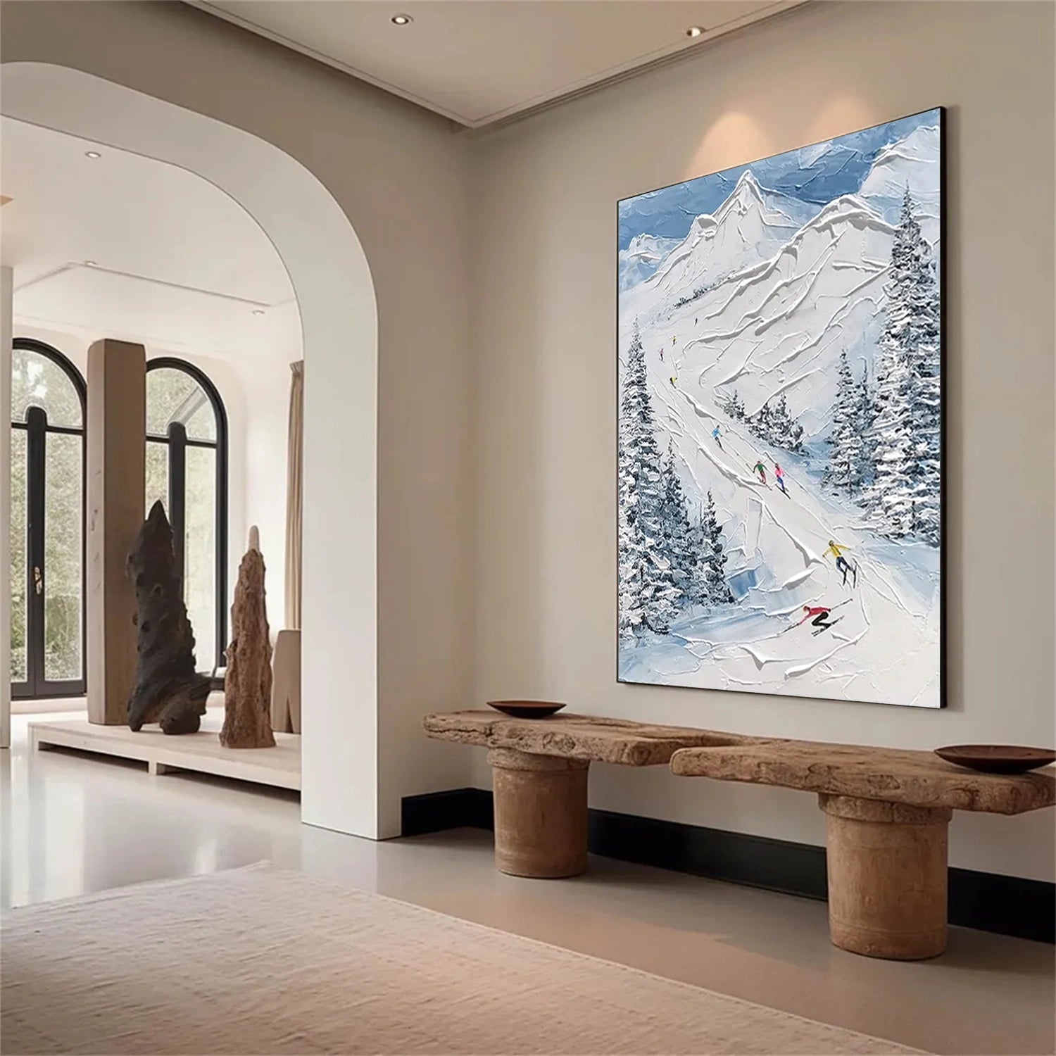 Skiing Sport Art Textured Painting Canvas #SP033