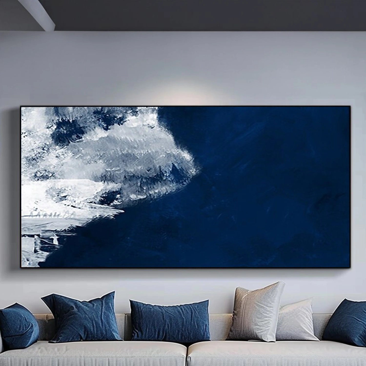 Blue Minimalist Textured Canvas Art #MM344