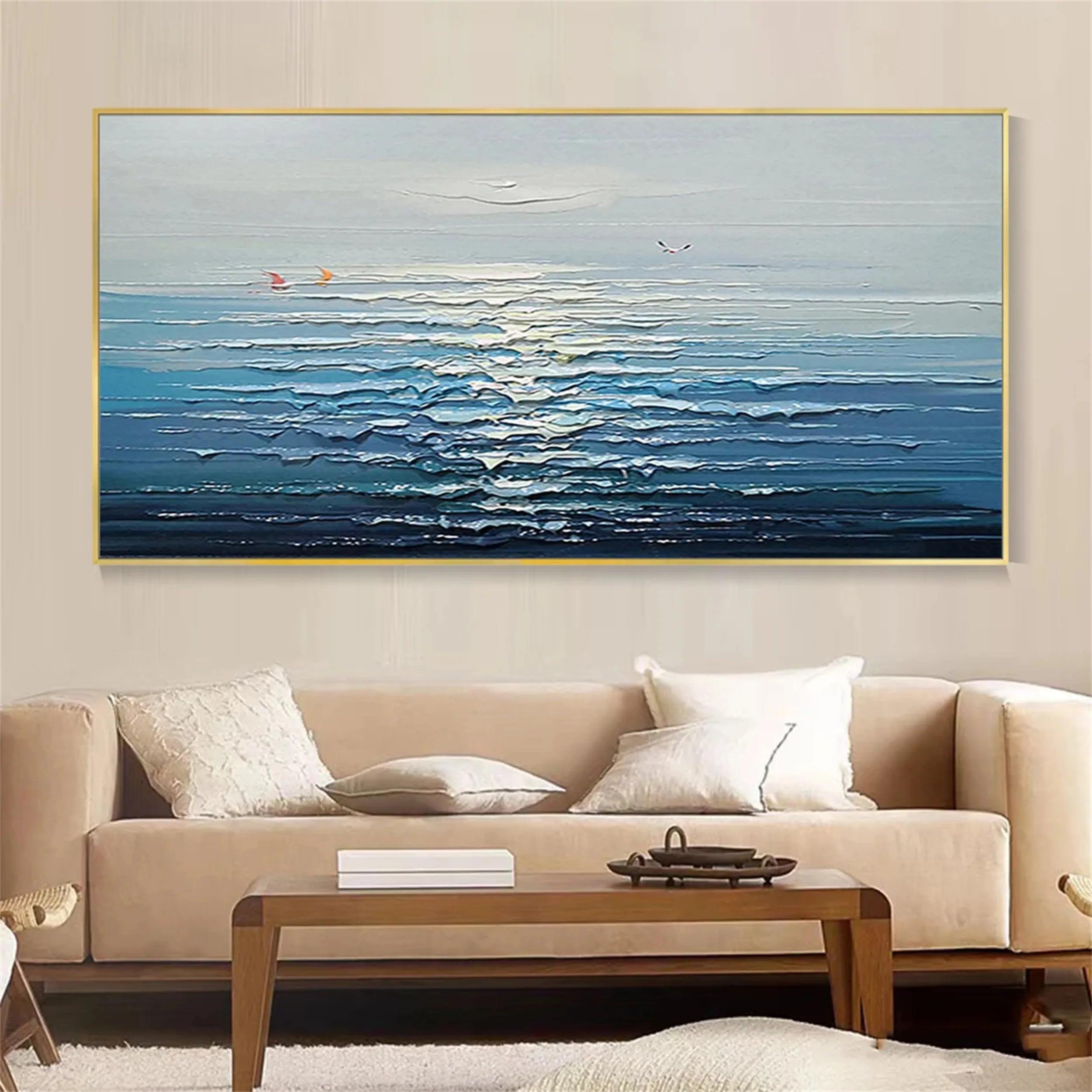Seascape and Snowy Peak Painting #SP012