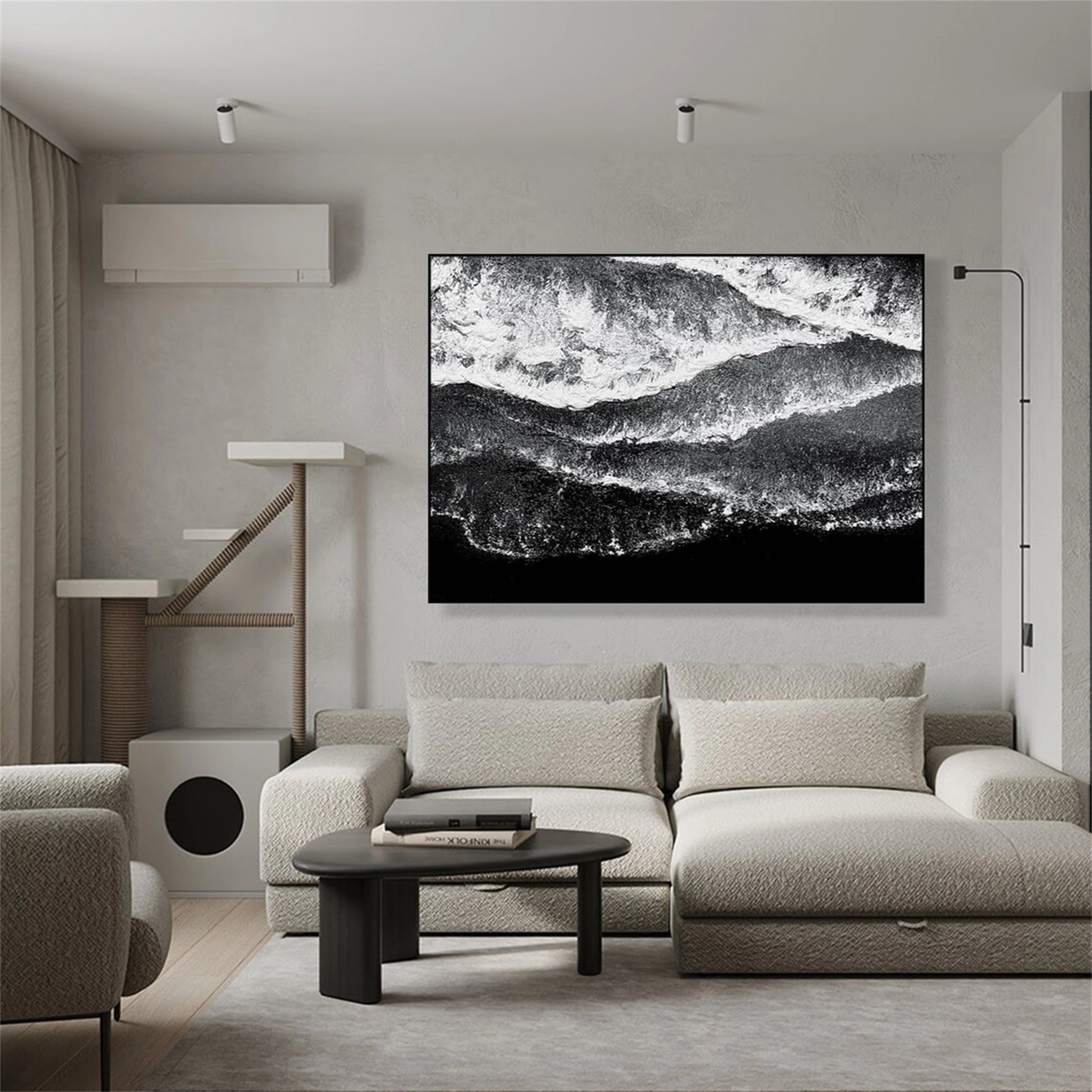 Black White Textured Minimalist Wall Art #MZ055