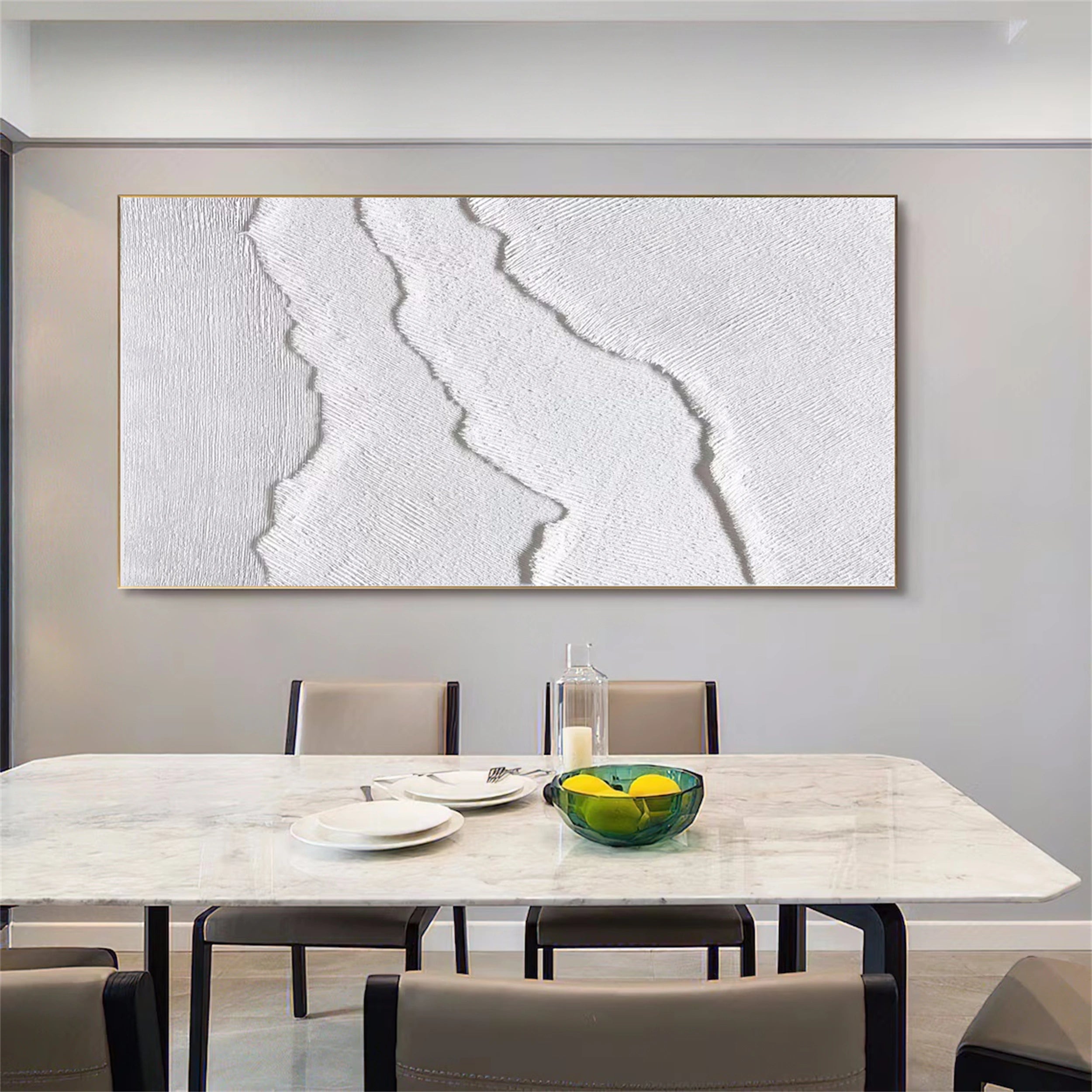 White Minimalist Textured Painting Canvas #MM127