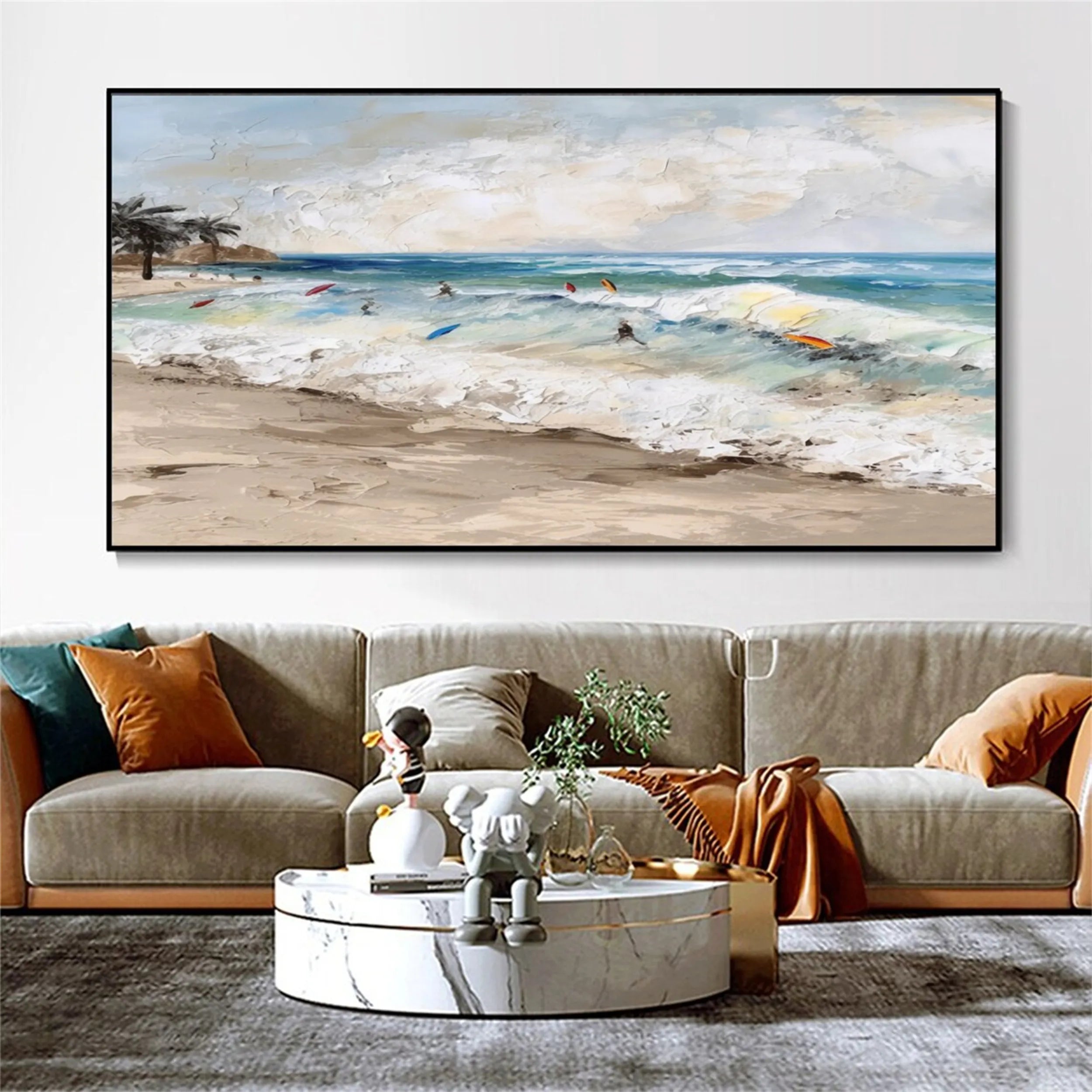 Seascape and Snowy Peak Painting #SP004