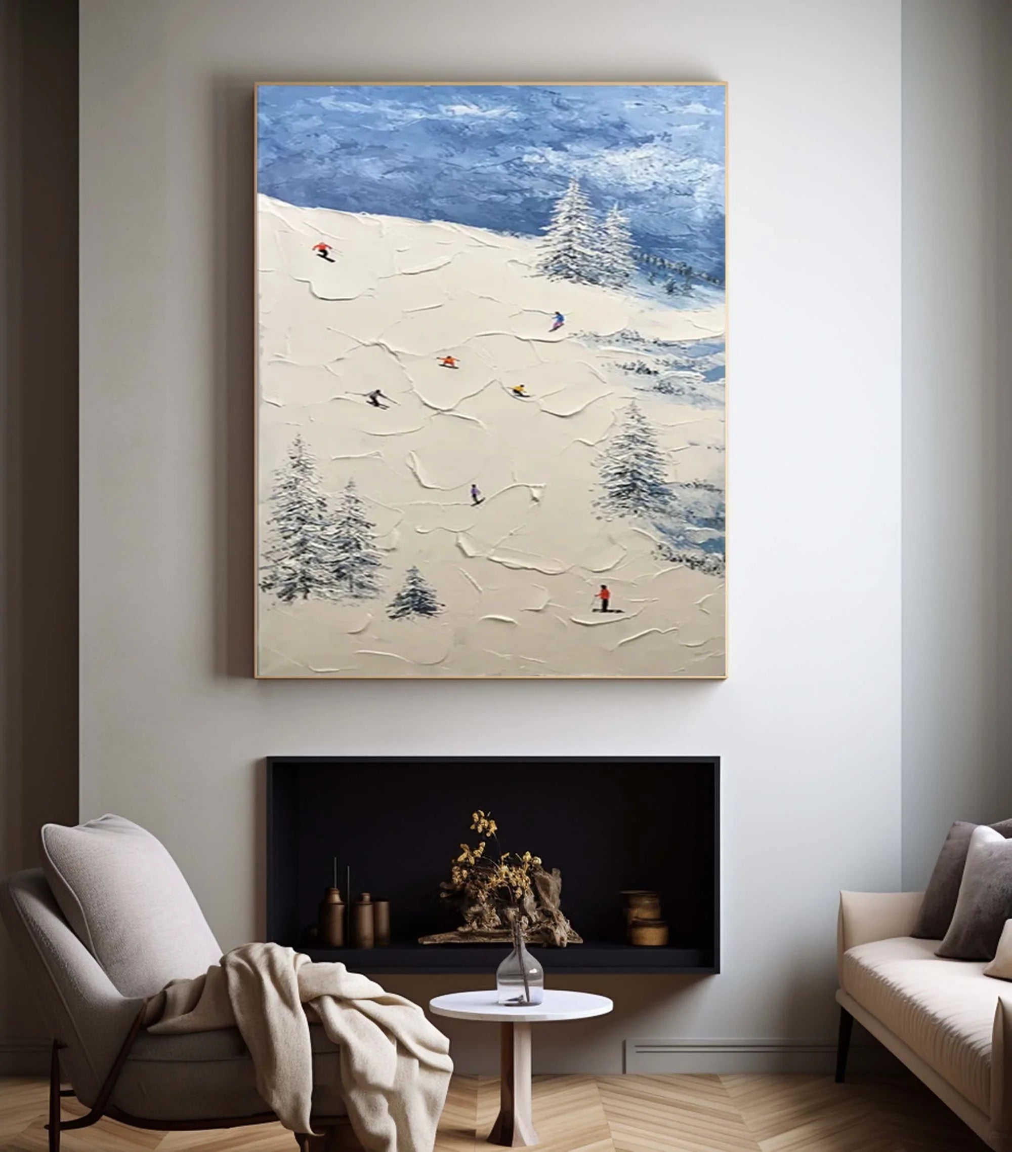 Skiing Sport Art Textured Painting Canvas #SP052