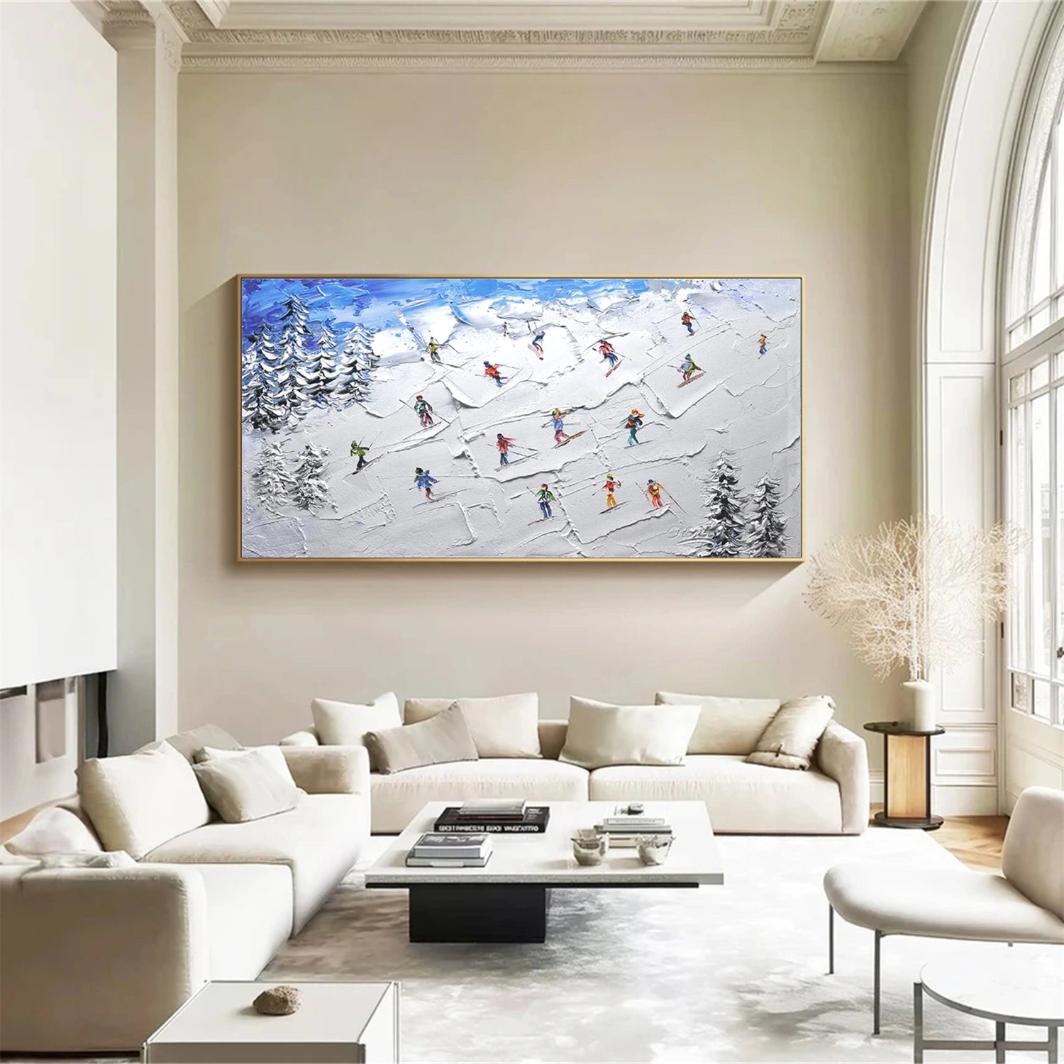 Skiing Sport Art Textured Painting Canvas # SP045