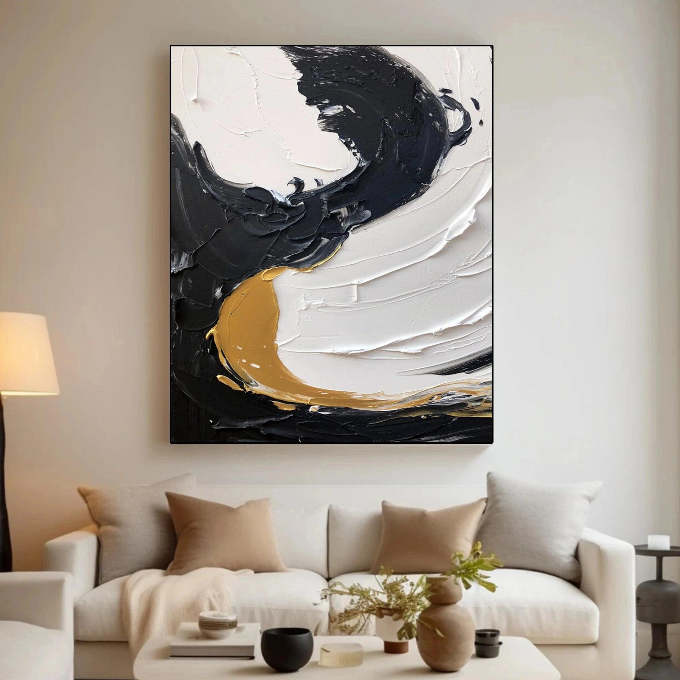 Black White Textured Minimalist Wall Art #MZ069