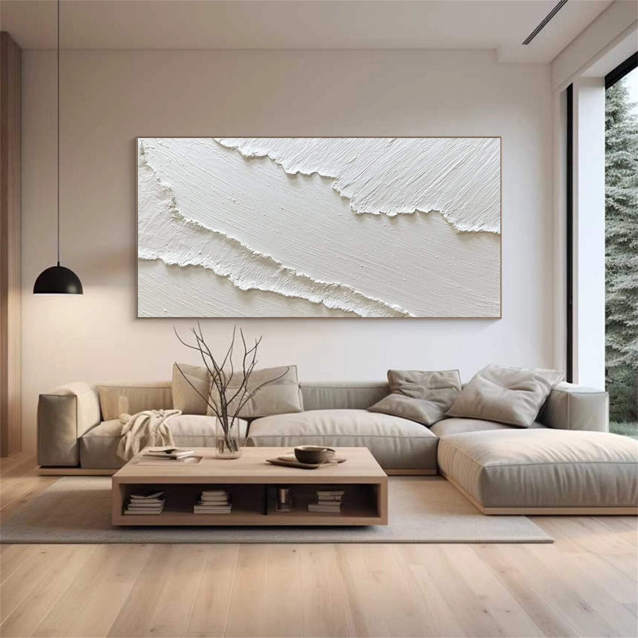 White Minimalist Textured Painting Canvas #MM193