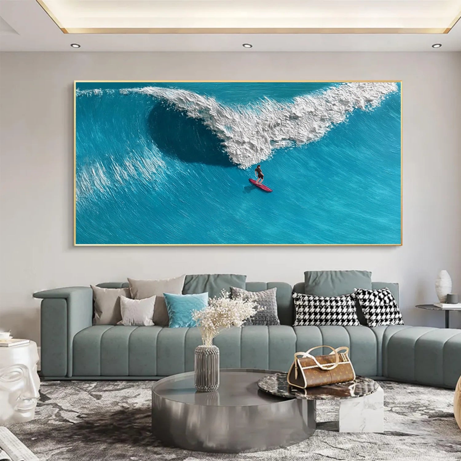 Surfing Sport Texture Canvas Painting #SA019