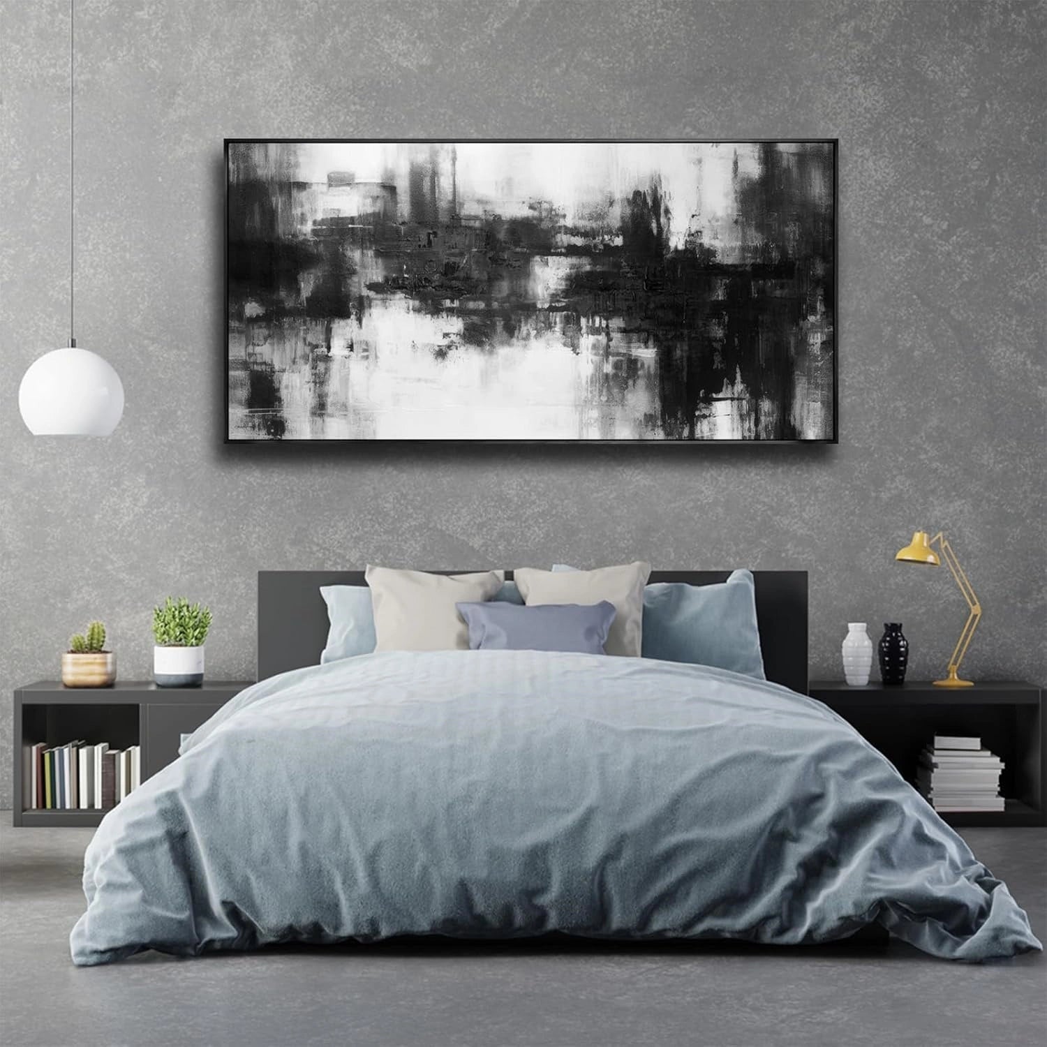 Black White Abstract Textured Wall Art #MZ140