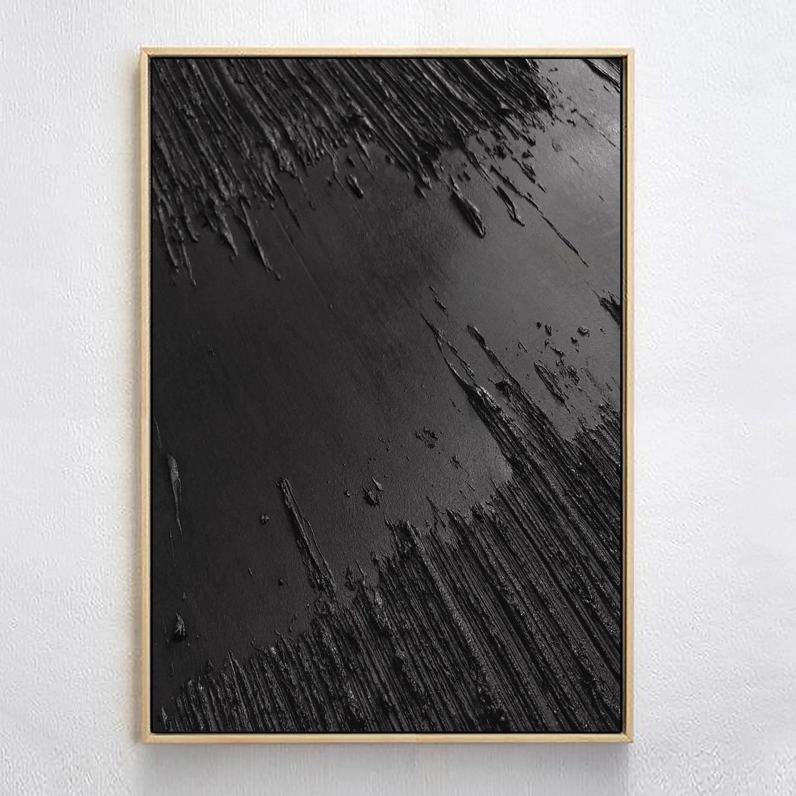 Black Minimalist Textured Painting Canvas #MZ013