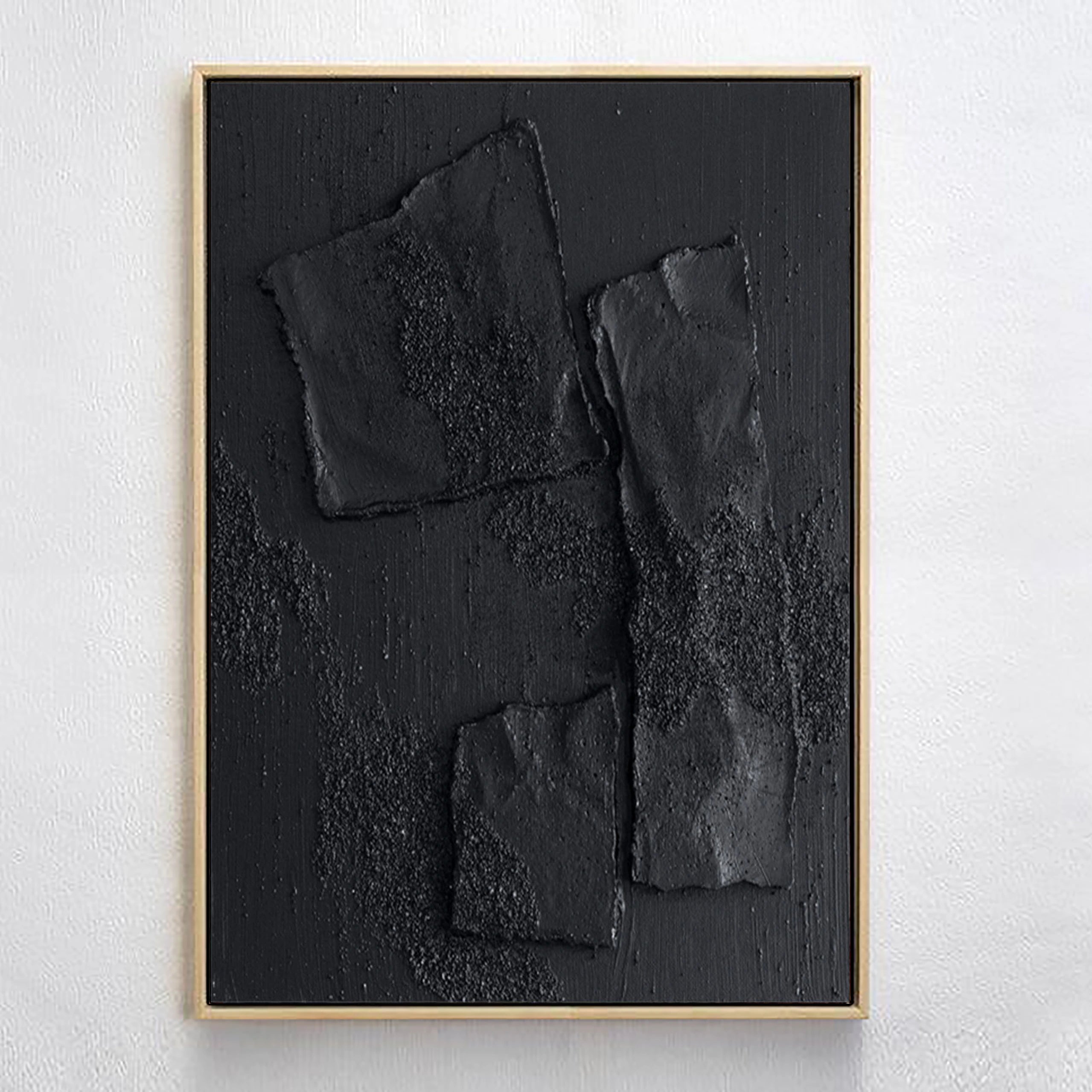 Black Plaster Art Minimalist Textured Painting #MZ004-Vertical