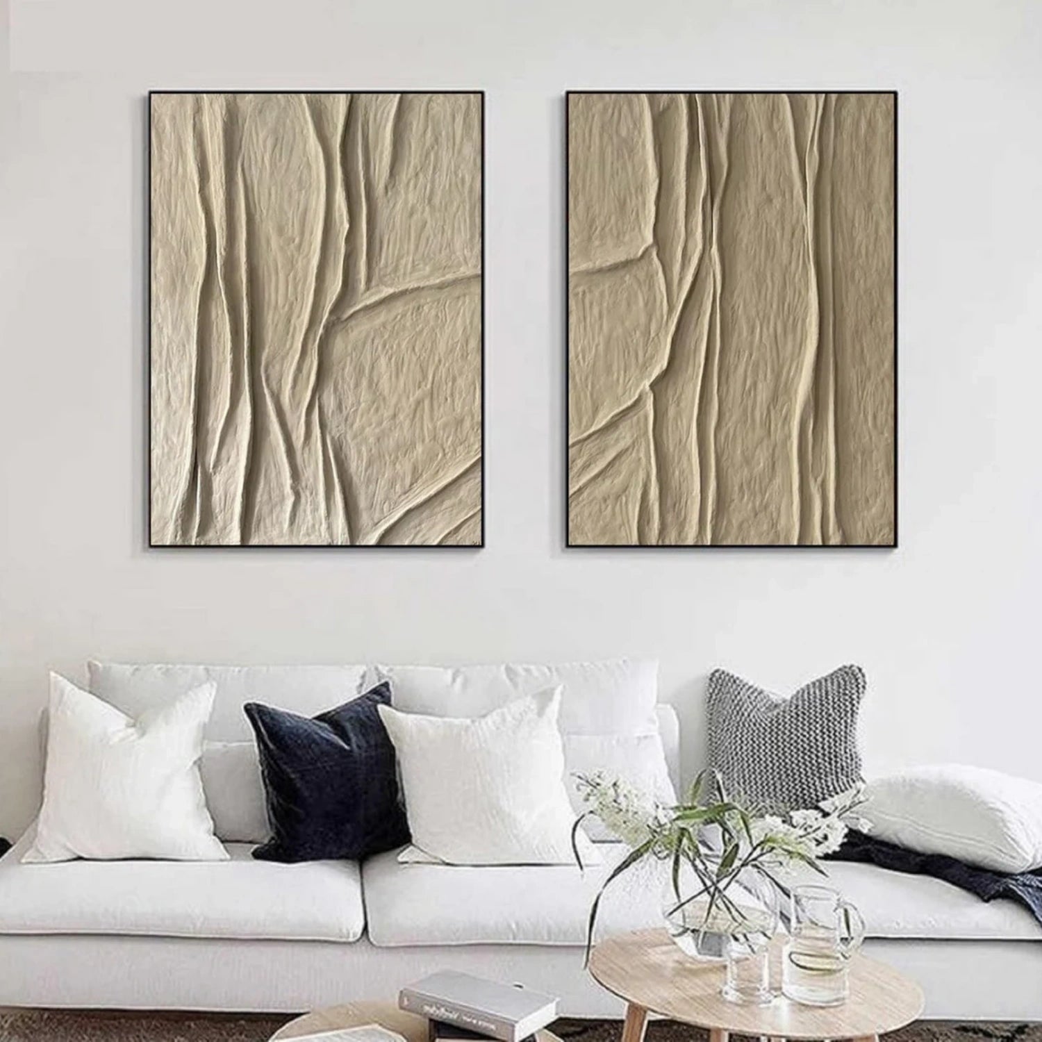 Beige & Brown Abstract Set of 2 #BB134