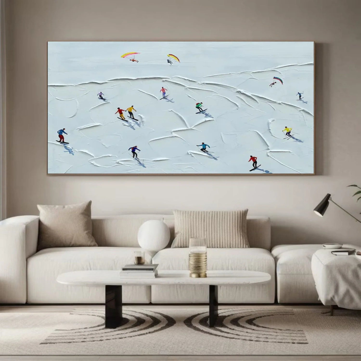 Skiing Sport Art Textured Painting Canvas # SP050