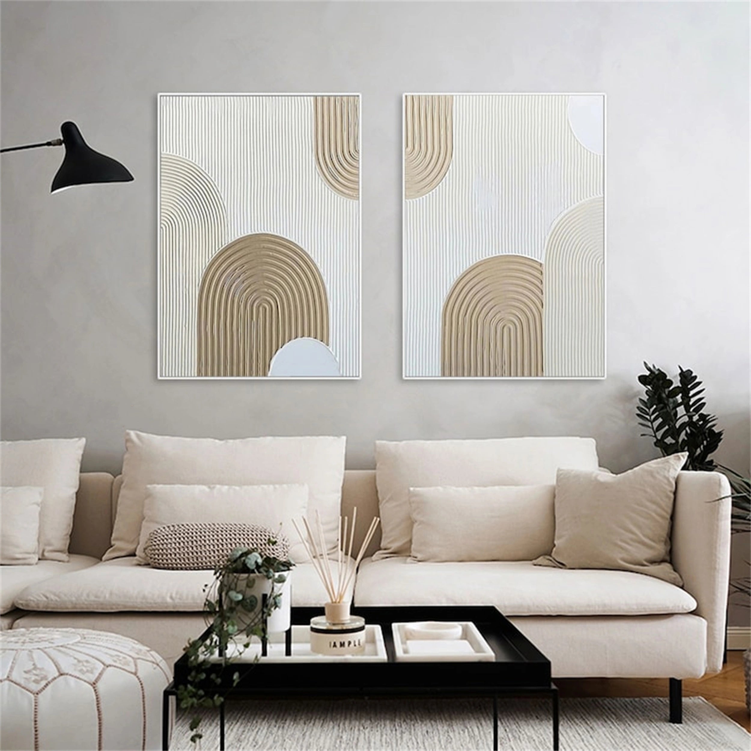 Beige & Brown Abstract Set of 2 #BB076