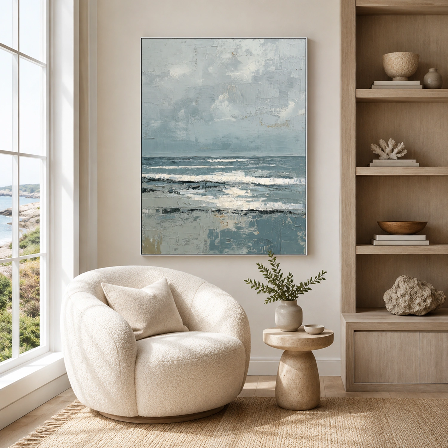 Ocean And Sky Abstract Texture Canvas Art #OS455