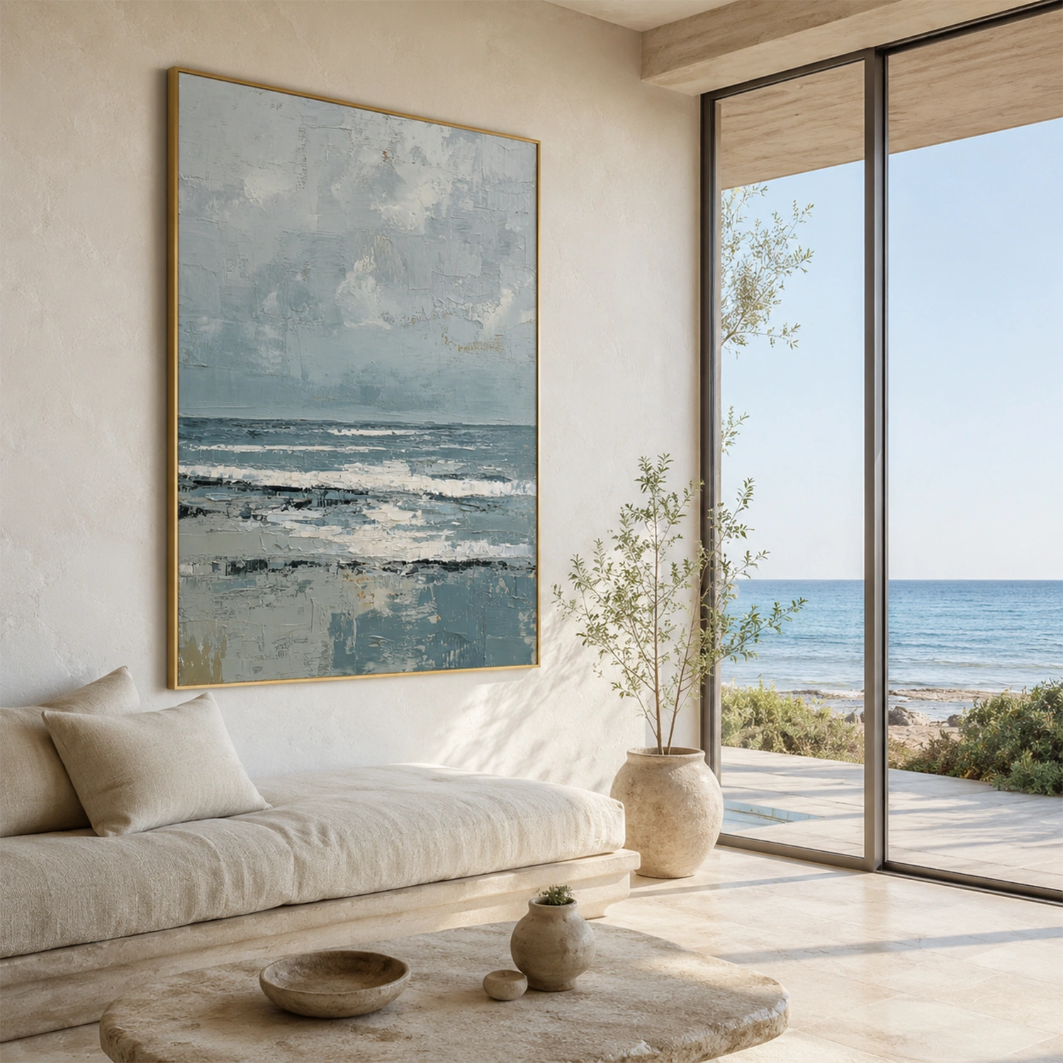 Ocean And Sky Abstract Texture Canvas Art #OS455