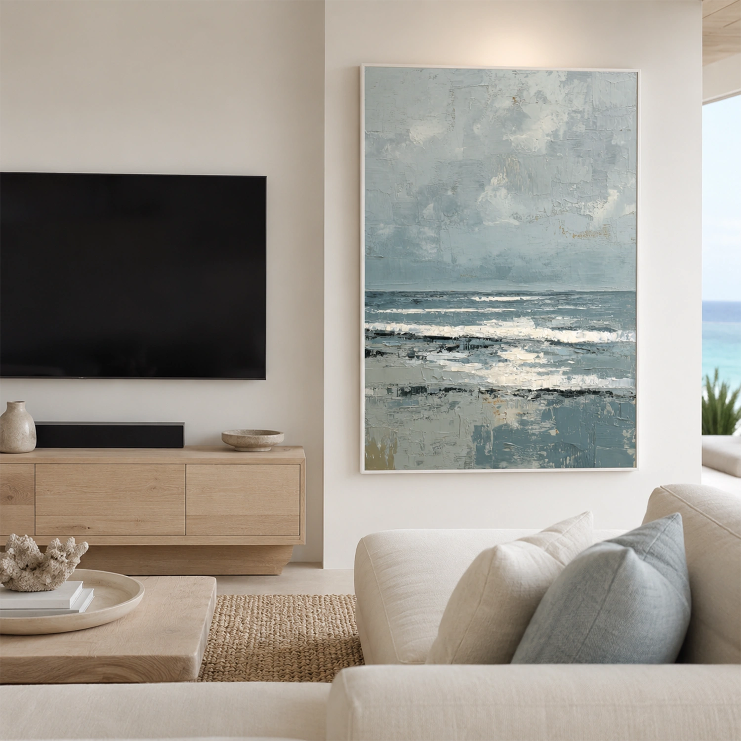 Ocean And Sky Abstract Texture Canvas Art #OS455