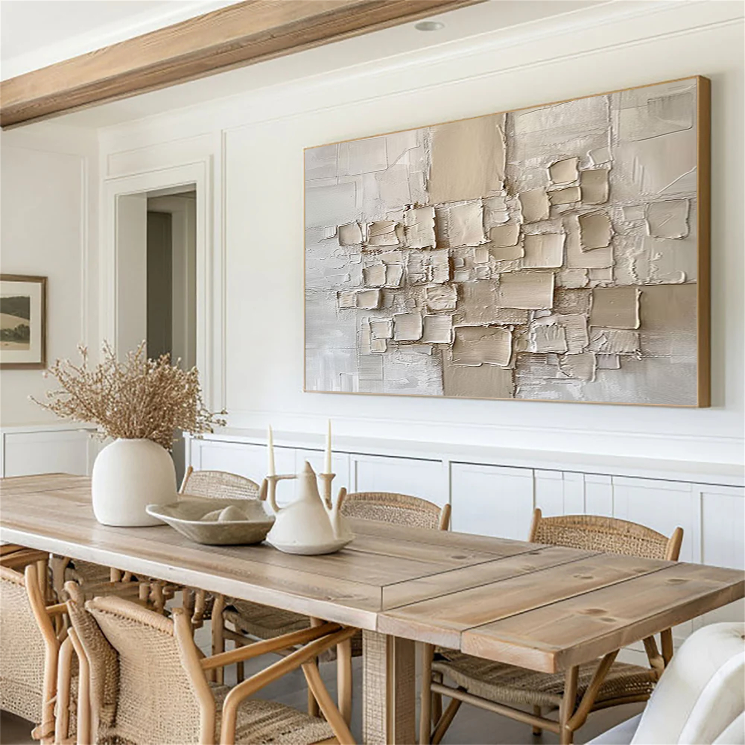 Beige Abstract Textured Wall Art #AB 553