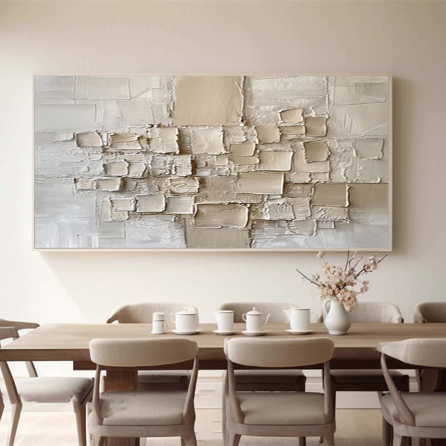 Beige Abstract Textured Wall Art #AB 553