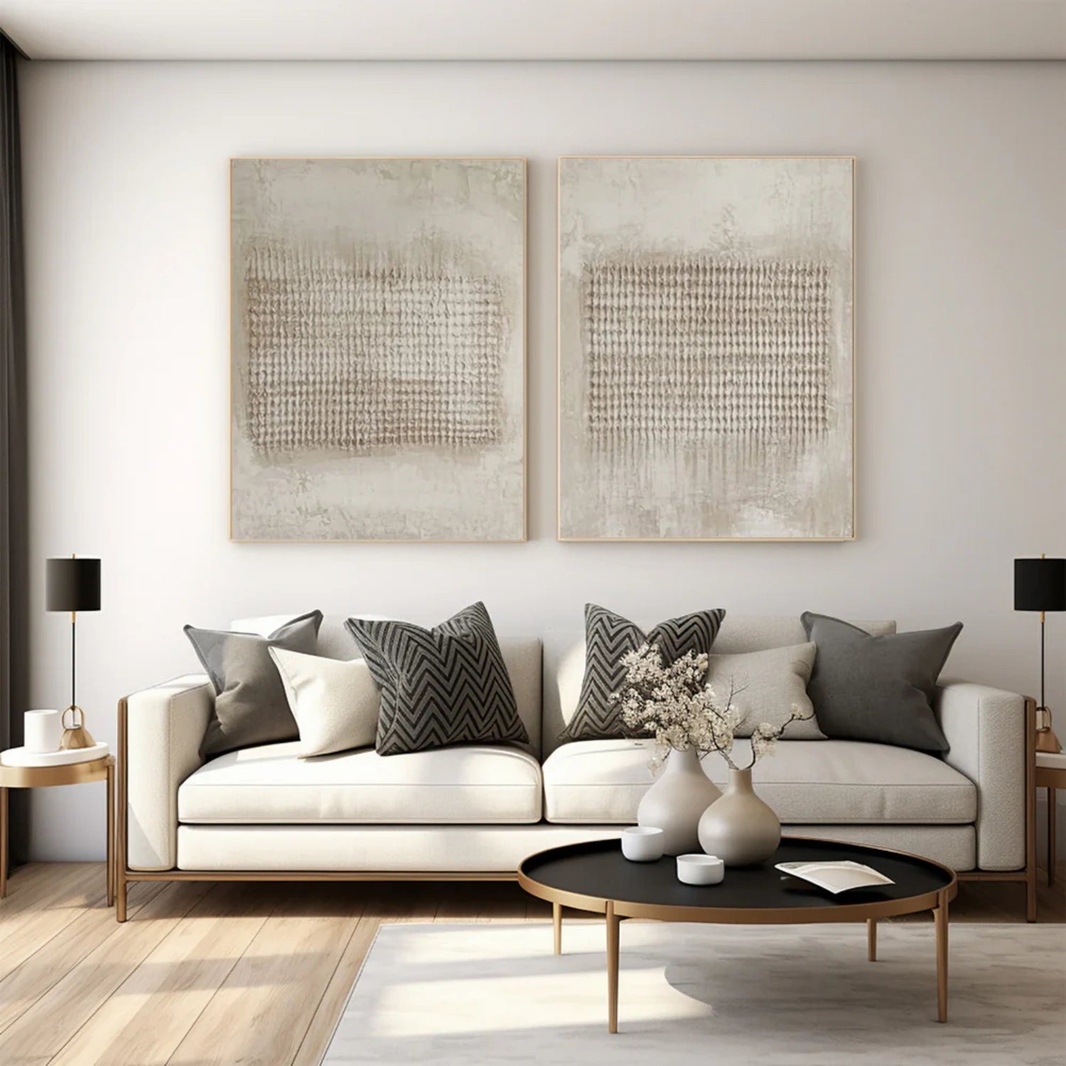Beige & Brown Abstract Set of 2 #BB155