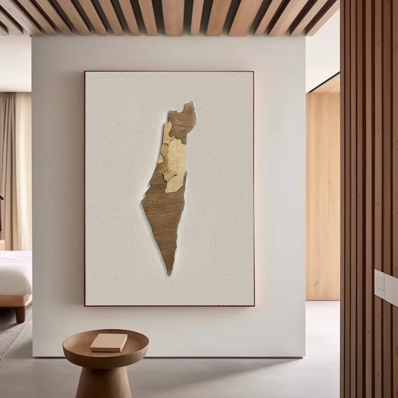 Custom Beige & Brown Abstract #Map of Israel